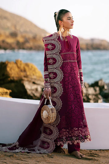 AJR Couture | Dastan Luxury Lawn 25 | Cherry Wine - Rang-e-Khaas
