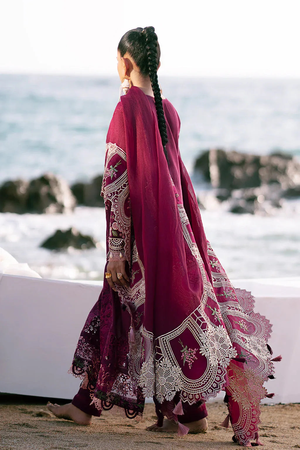 AJR Couture | Dastan Luxury Lawn 25 | Cherry Wine - Rang-e-Khaas