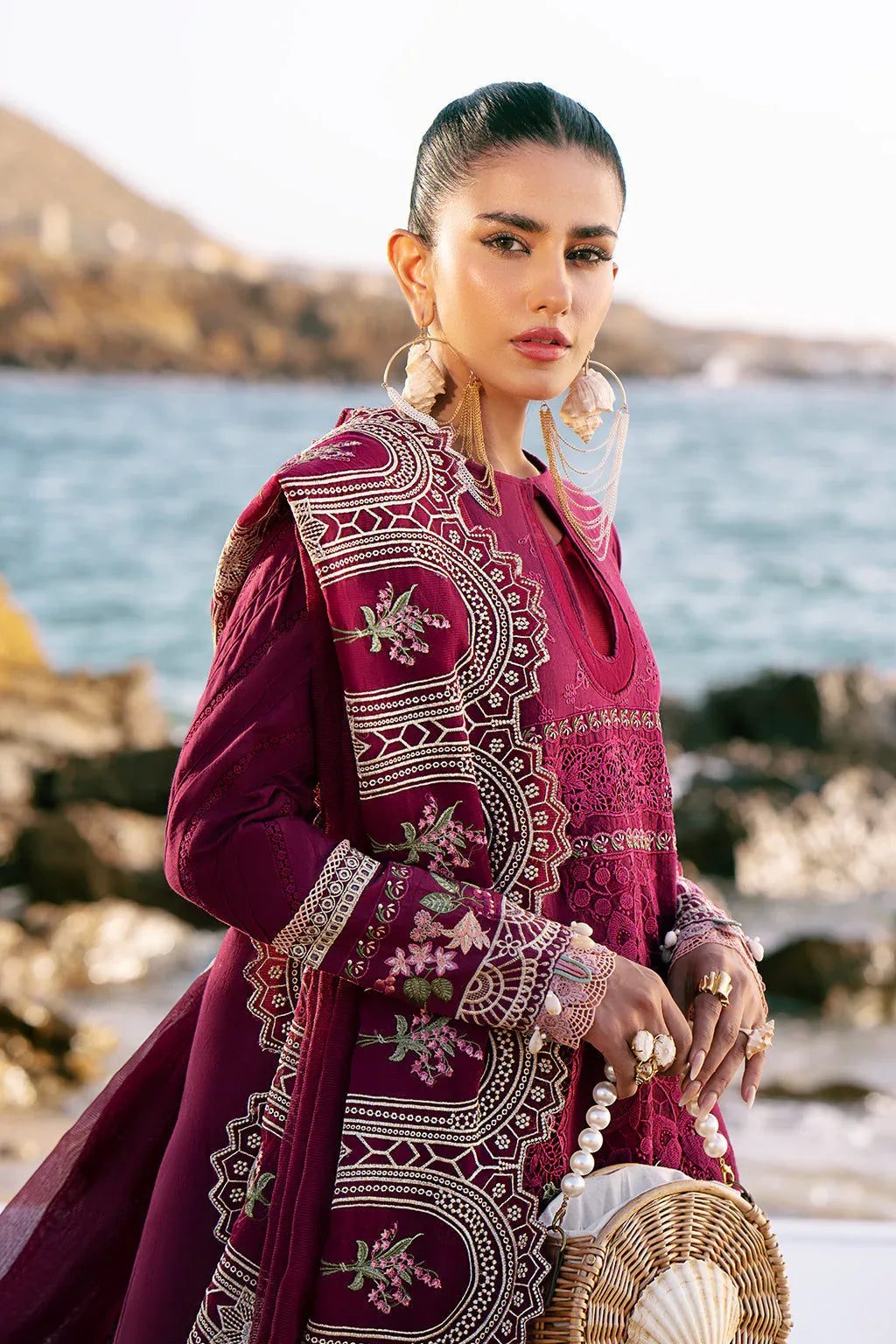 AJR Couture | Dastan Luxury Lawn 25 | Cherry Wine - Rang-e-Khaas