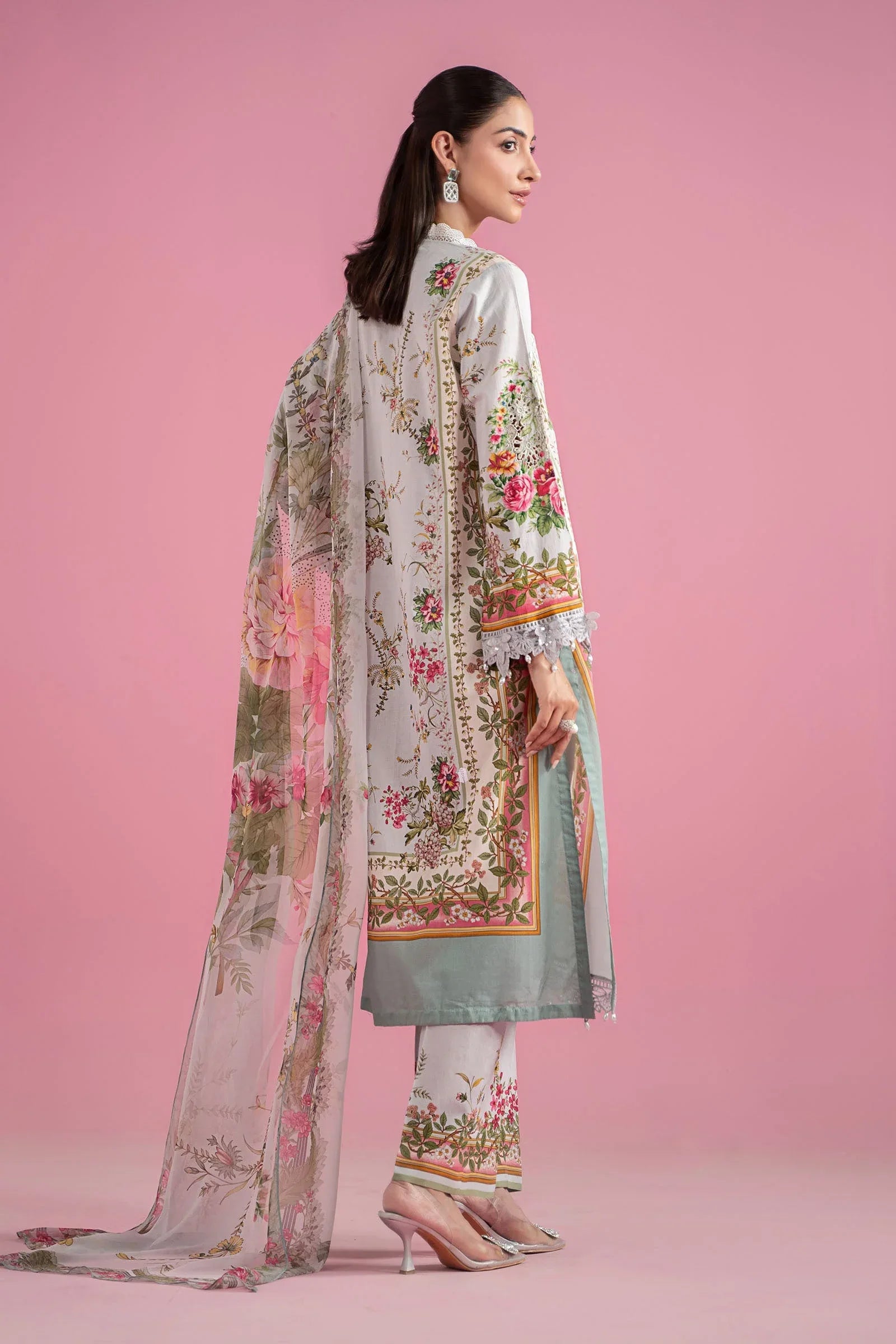 3 Piece Unstitched Embroidered Lawn Suit | MPT-2605-B - Rang-e-Khaas