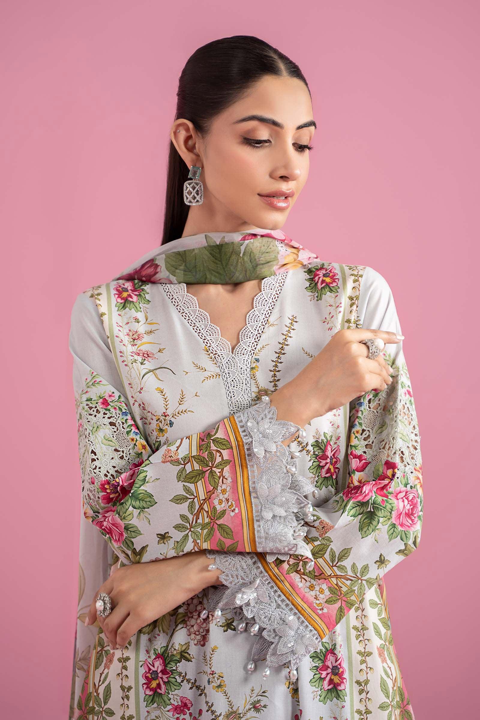 3 Piece Unstitched Embroidered Lawn Suit | MPT-2605-B - Rang-e-Khaas