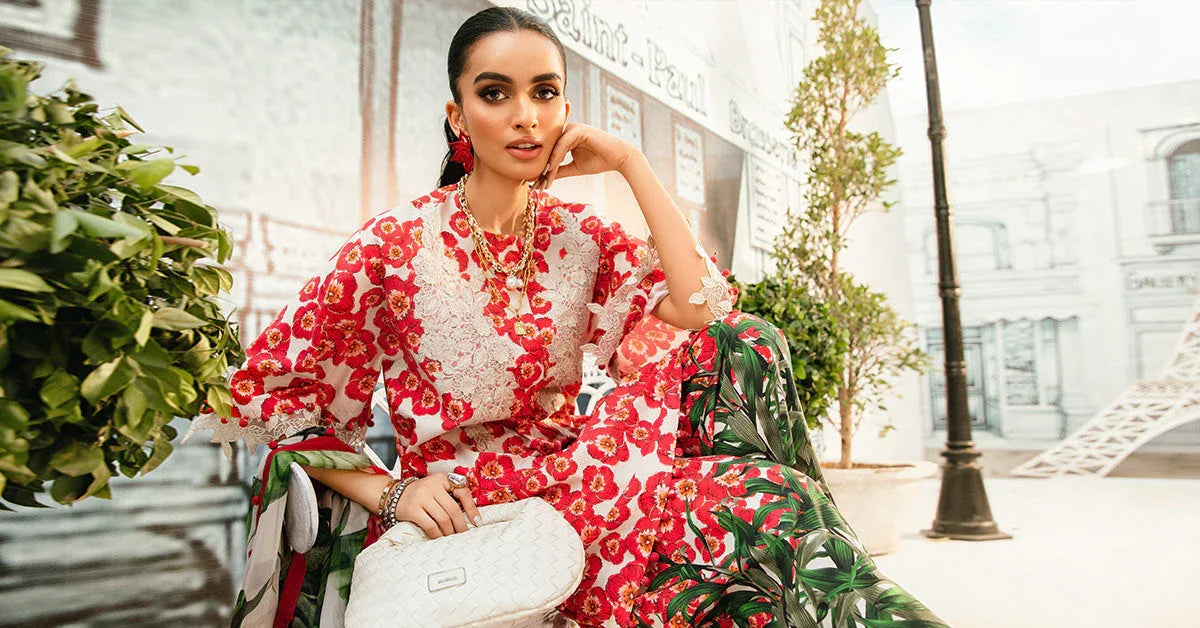 3 Piece Unstitched Embroidered Lawn Suit | MPT-2606-B - Rang-e-Khaas