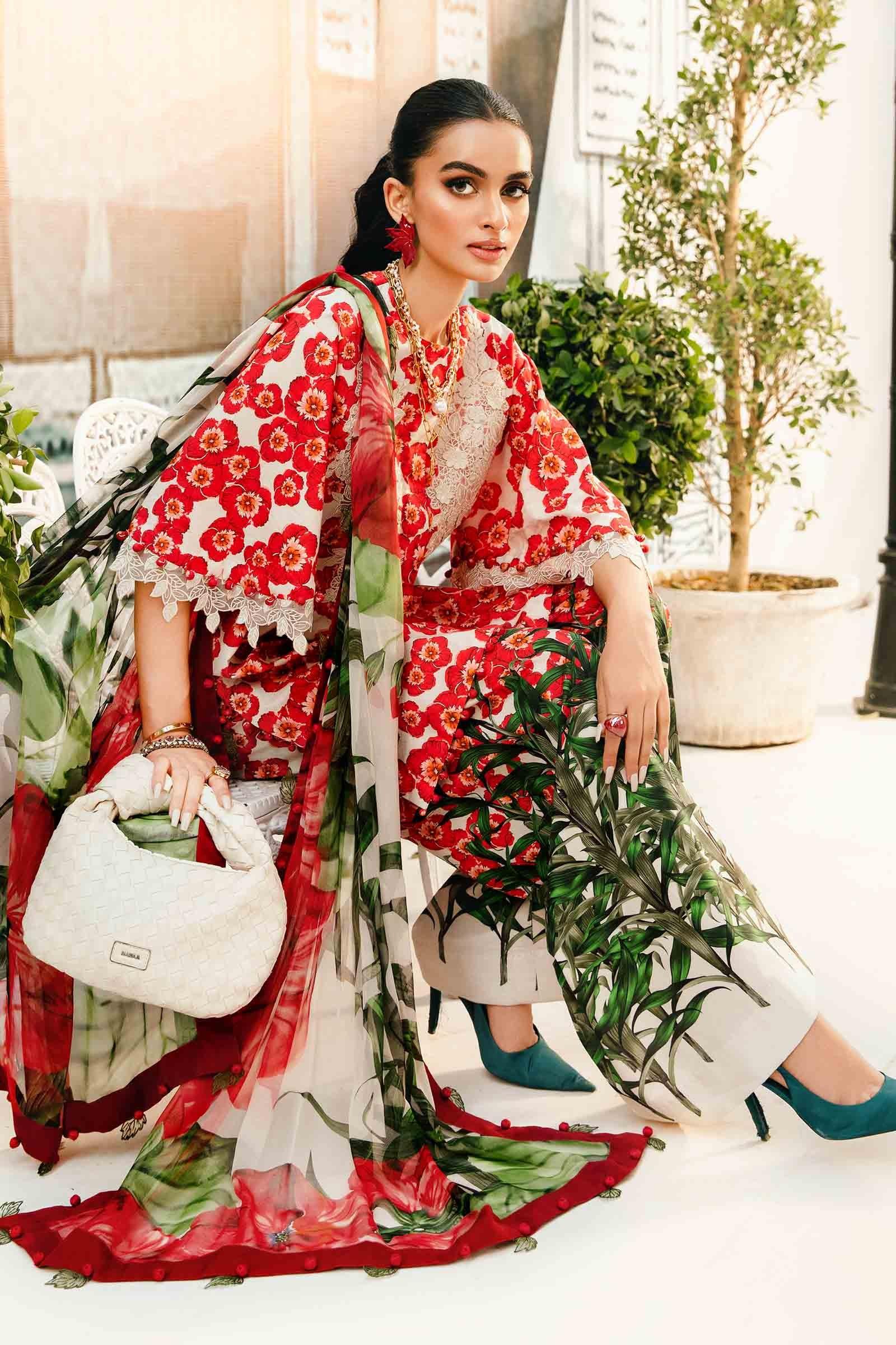 3 Piece Unstitched Embroidered Lawn Suit | MPT-2606-B - Rang-e-Khaas