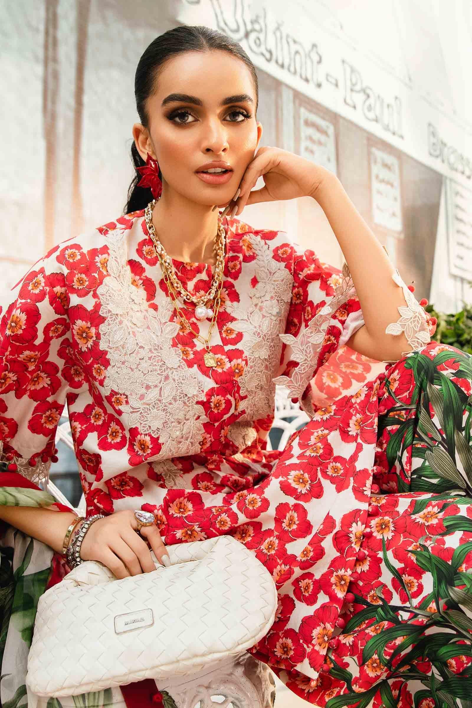 3 Piece Unstitched Embroidered Lawn Suit | MPT-2606-B - Rang-e-Khaas