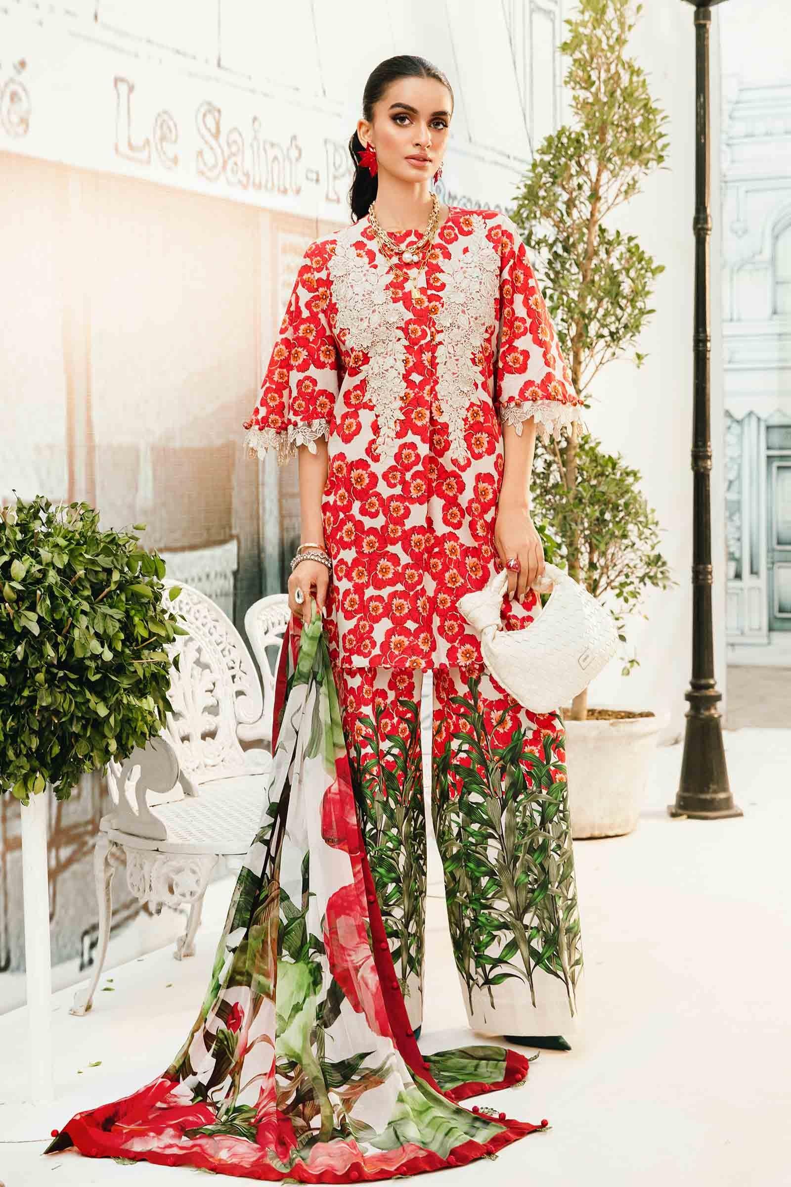 3 Piece Unstitched Embroidered Lawn Suit | MPT-2606-B - Rang-e-Khaas