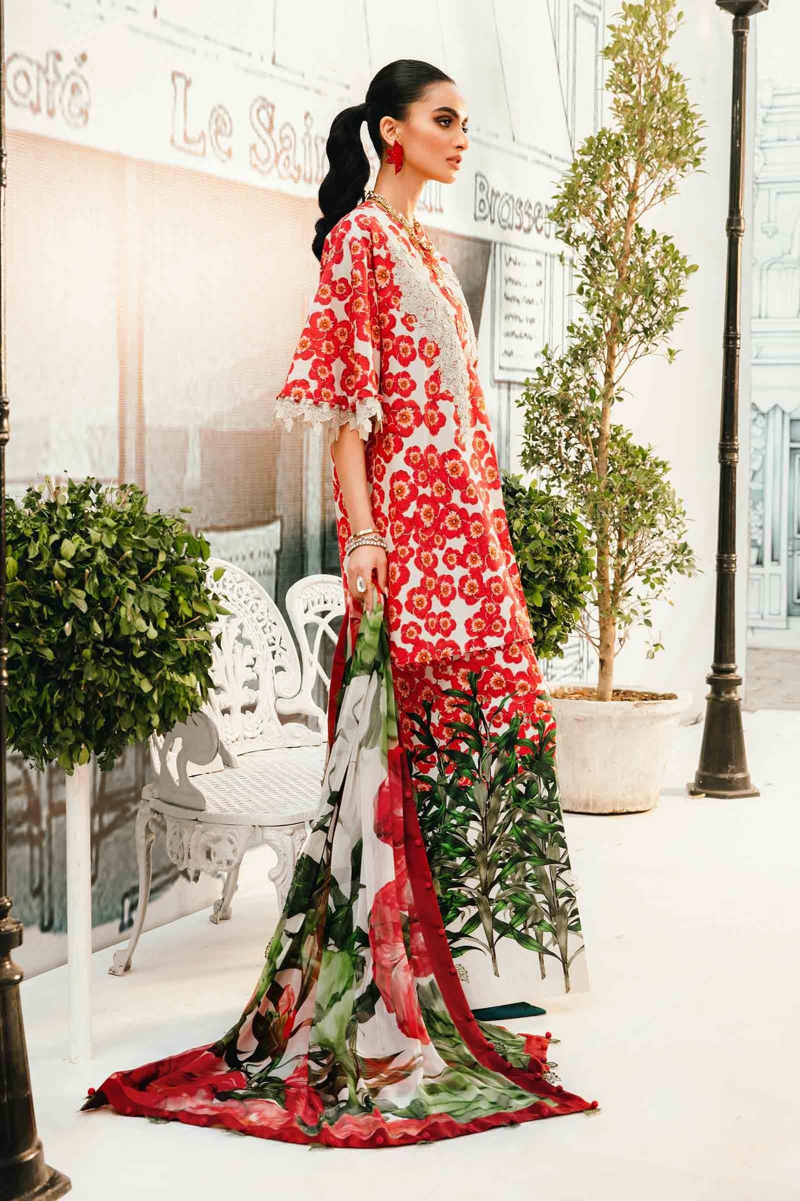 3 Piece Unstitched Embroidered Lawn Suit | MPT-2606-B - Rang-e-Khaas