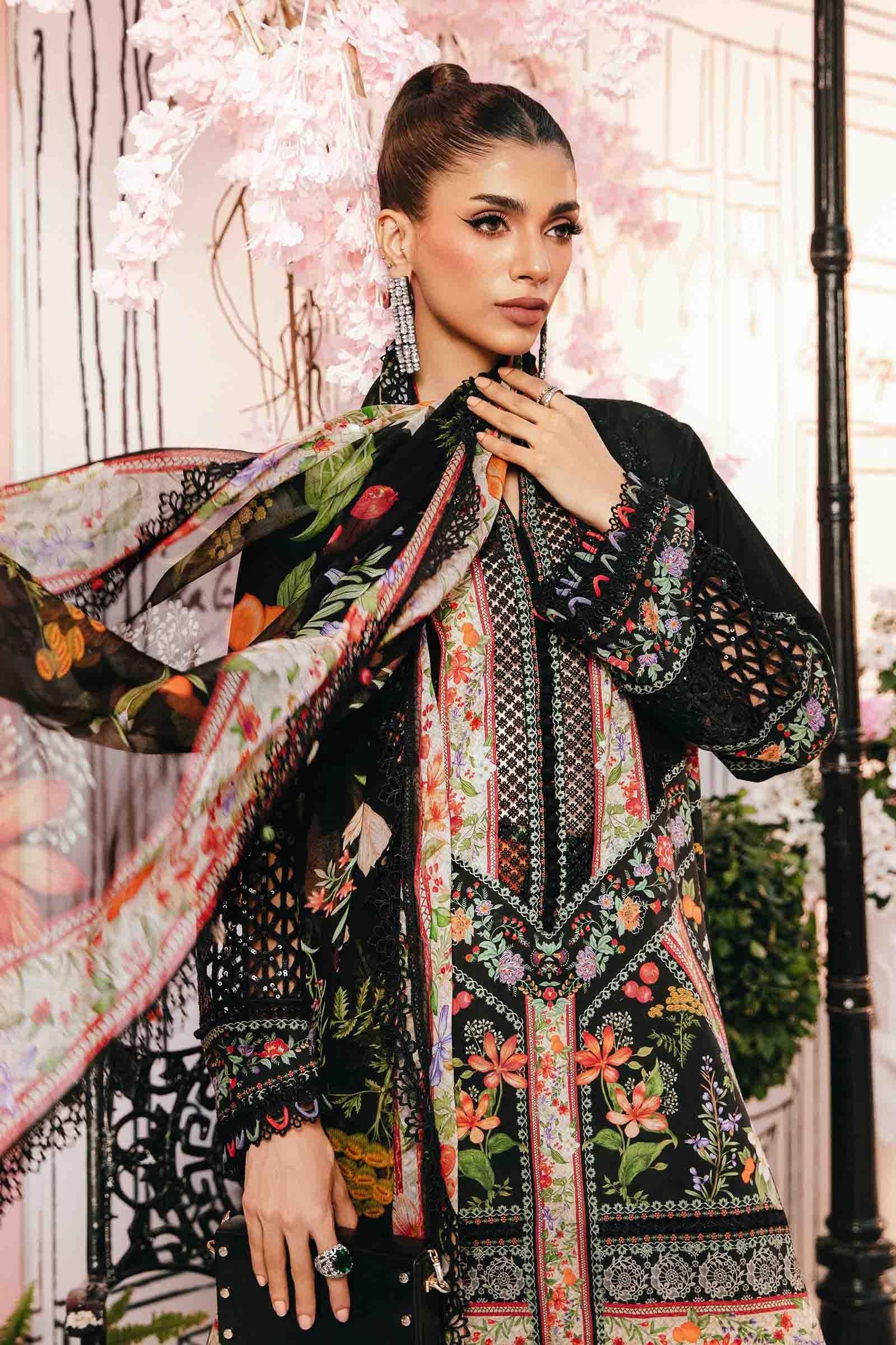3 Piece Unstitched Embroidered Lawn Suit | MPT-2610-B - Rang-e-Khaas