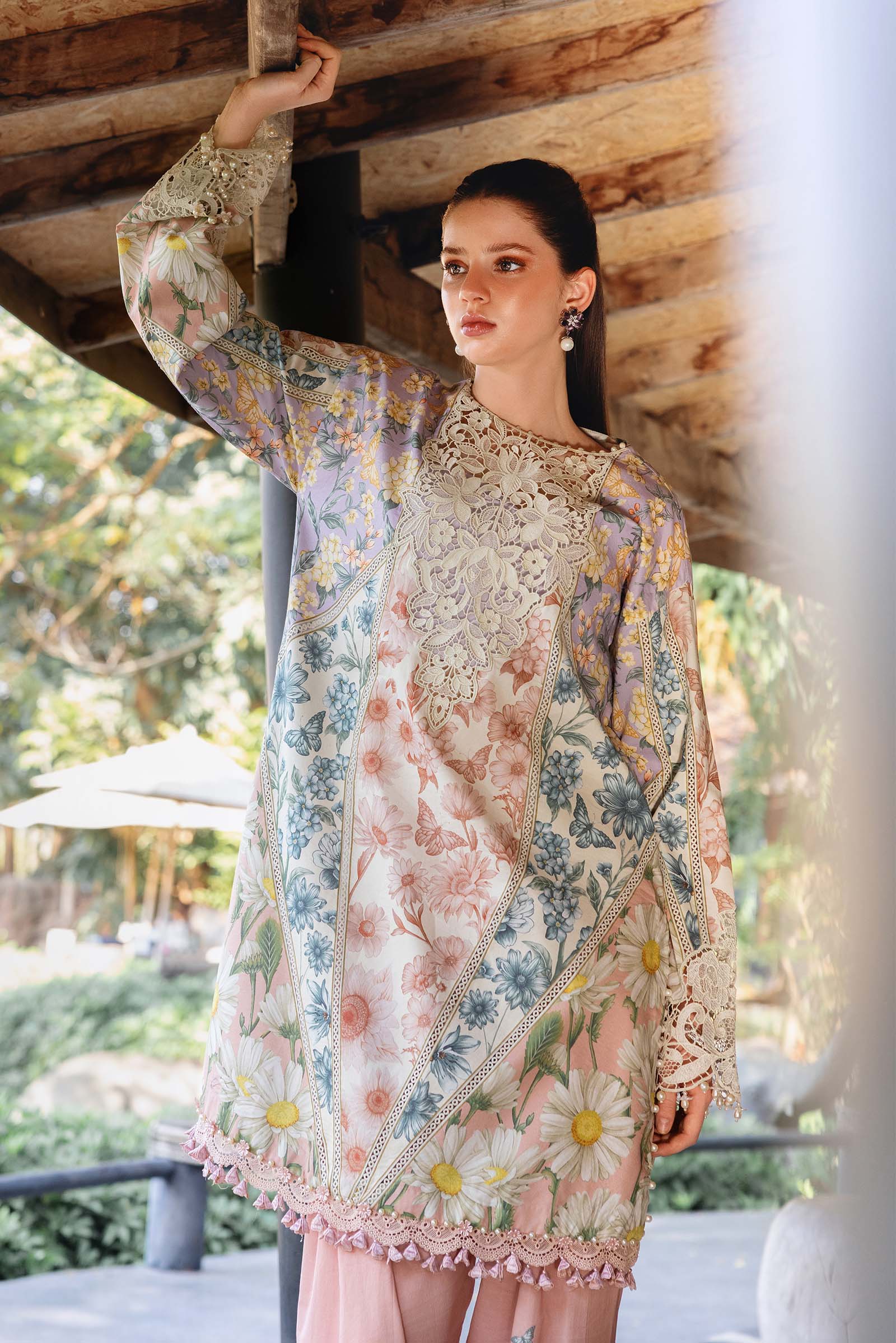 3 Piece Unstitched Embroidered Lawn Suit - Rang-e-Khaas