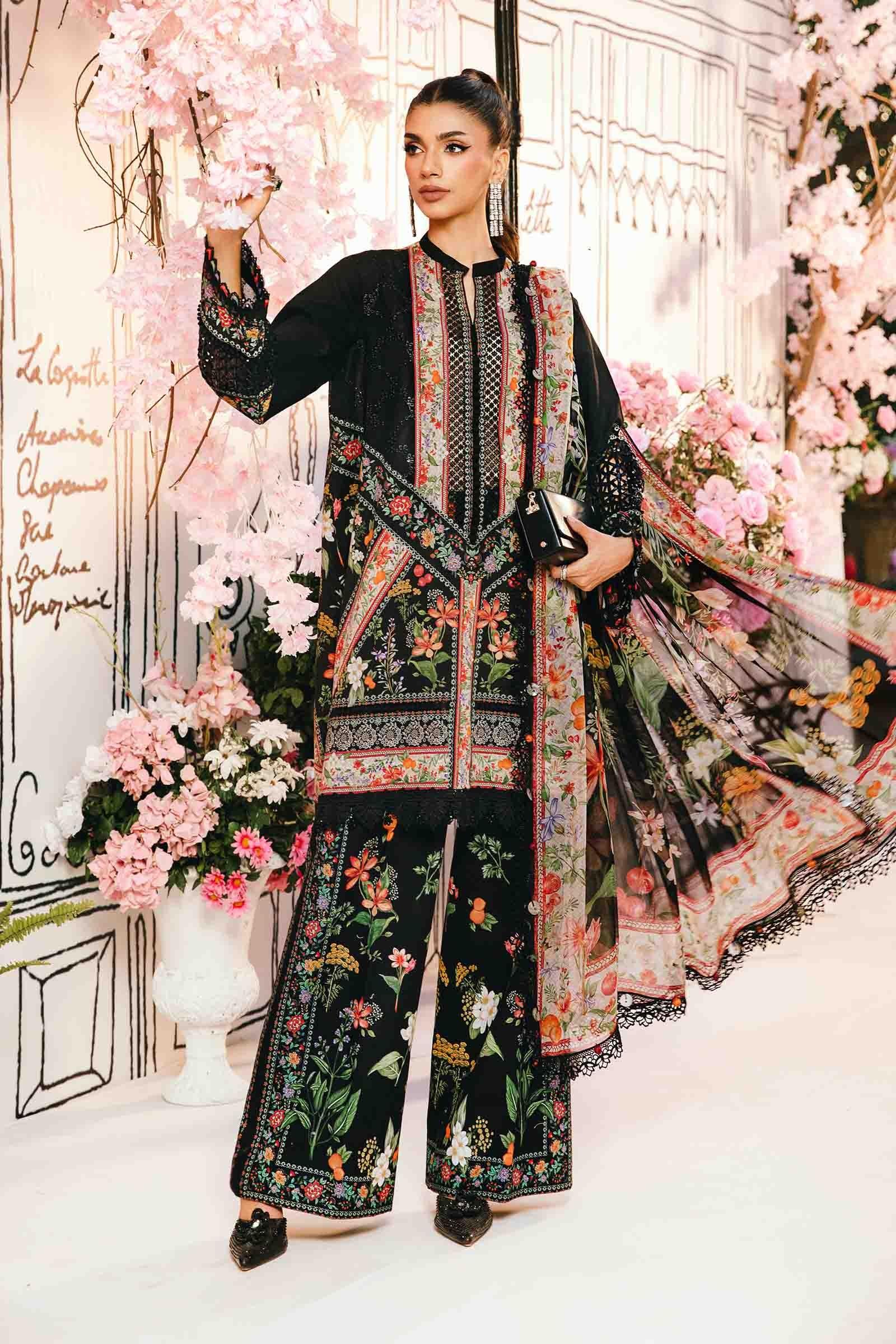 3 Piece Unstitched Embroidered Lawn Suit | MPT-2610-B - Rang-e-Khaas