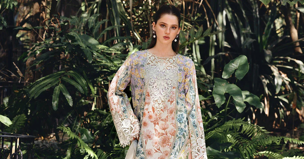 3 Piece Unstitched Embroidered Lawn Suit - Rang-e-Khaas