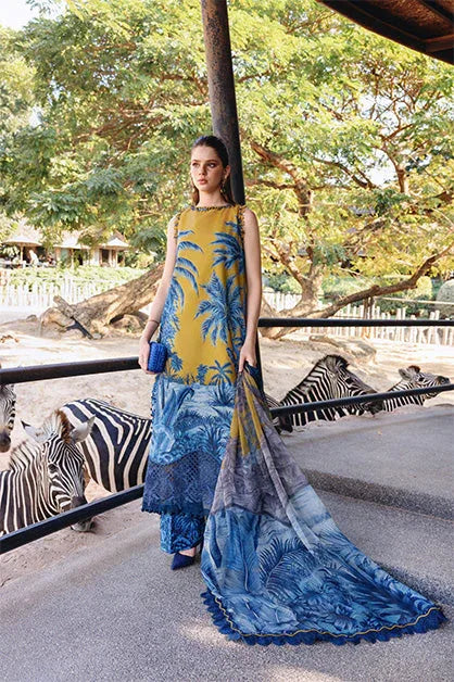 3 Piece Unstitched Embroidered Lawn Suit - Rang-e-Khaas