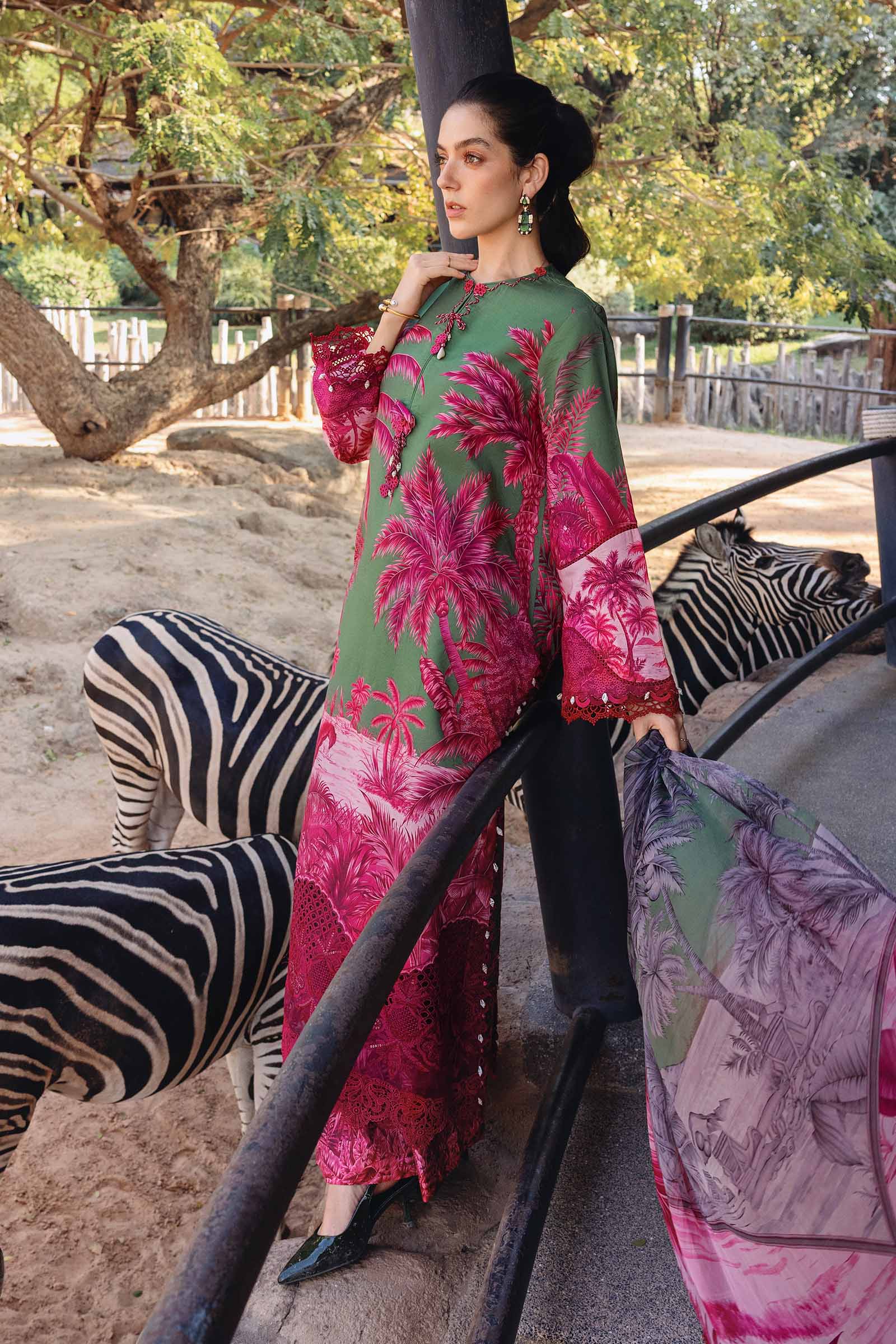 3 Piece Unstitched Embroidered Lawn Suit - Rang-e-Khaas