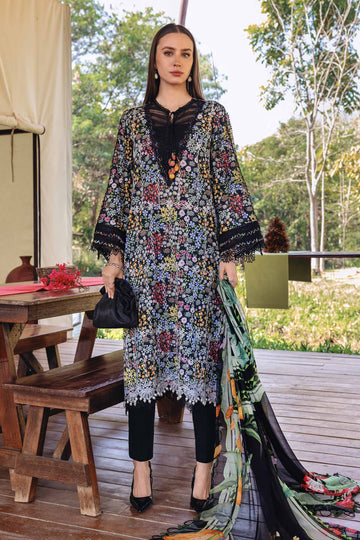 3 Piece Unstitched Embroidered Lawn Suit - Rang-e-Khaas