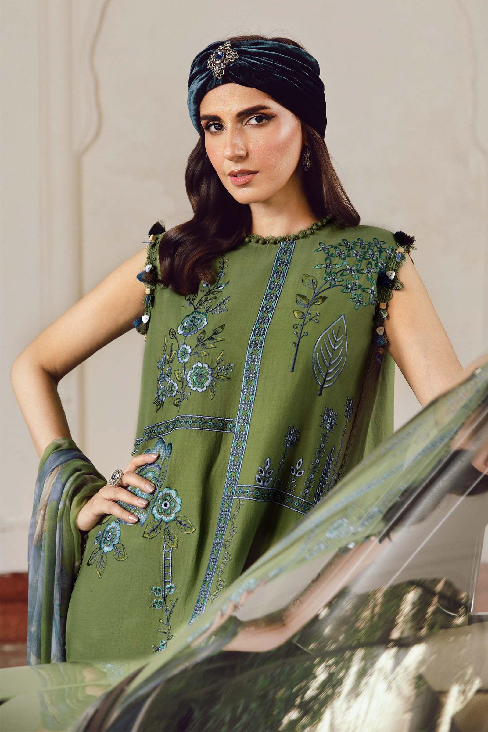 3 Piece Unstitched Embroidered Cambric Suit | MPT-2701-A - Rang-e-Khaas
