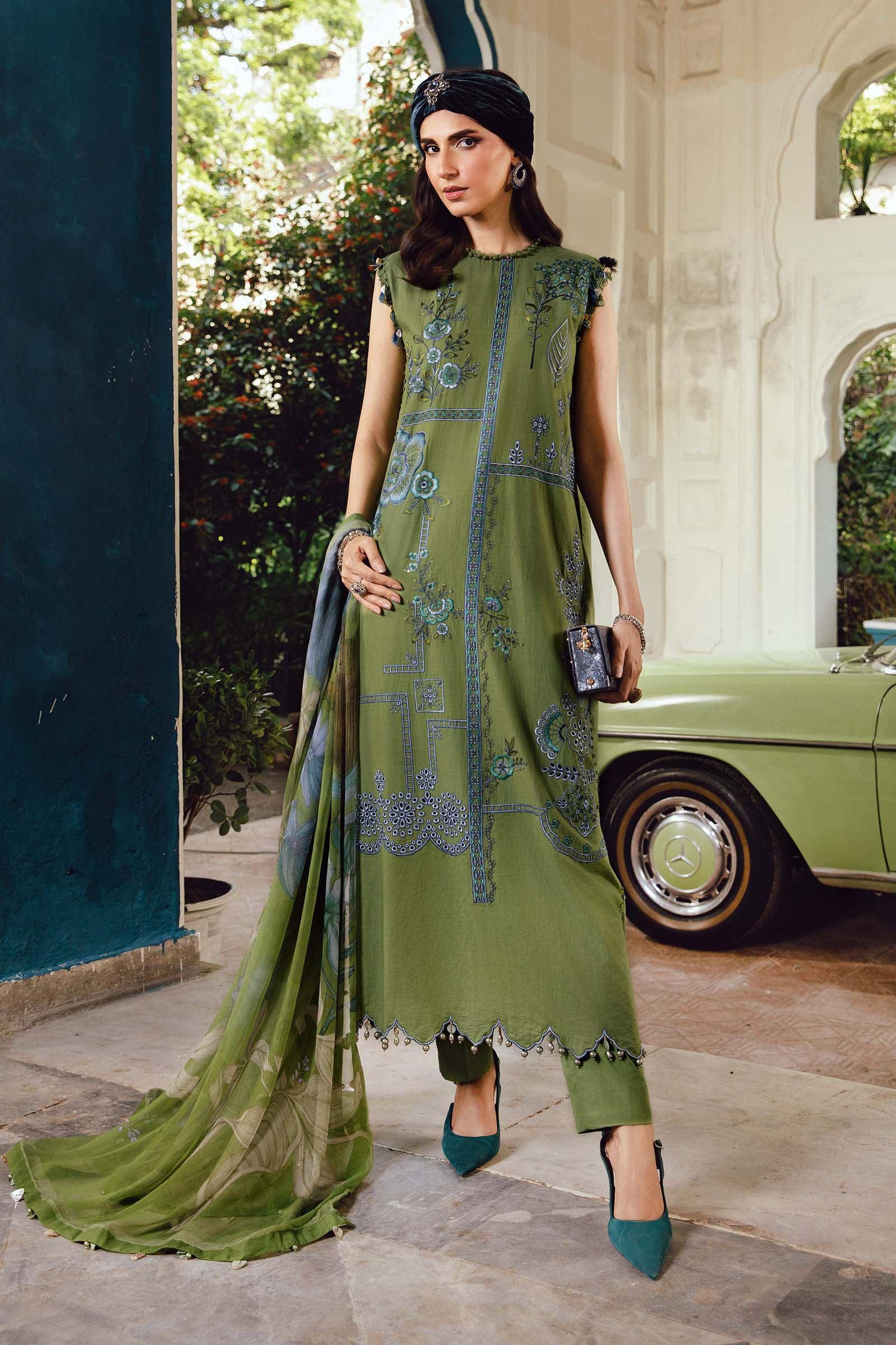 3 Piece Unstitched Embroidered Cambric Suit | MPT-2701-A - Rang-e-Khaas