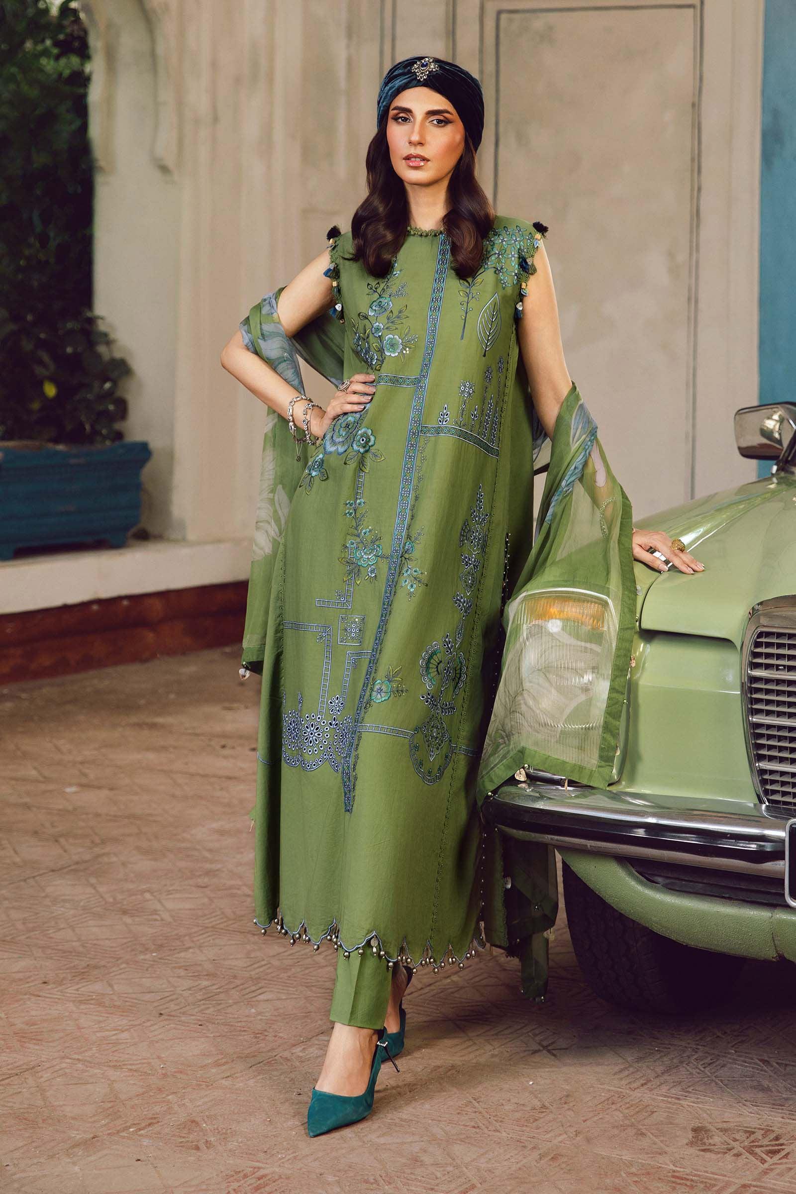 3 Piece Unstitched Embroidered Cambric Suit | MPT-2701-A - Rang-e-Khaas