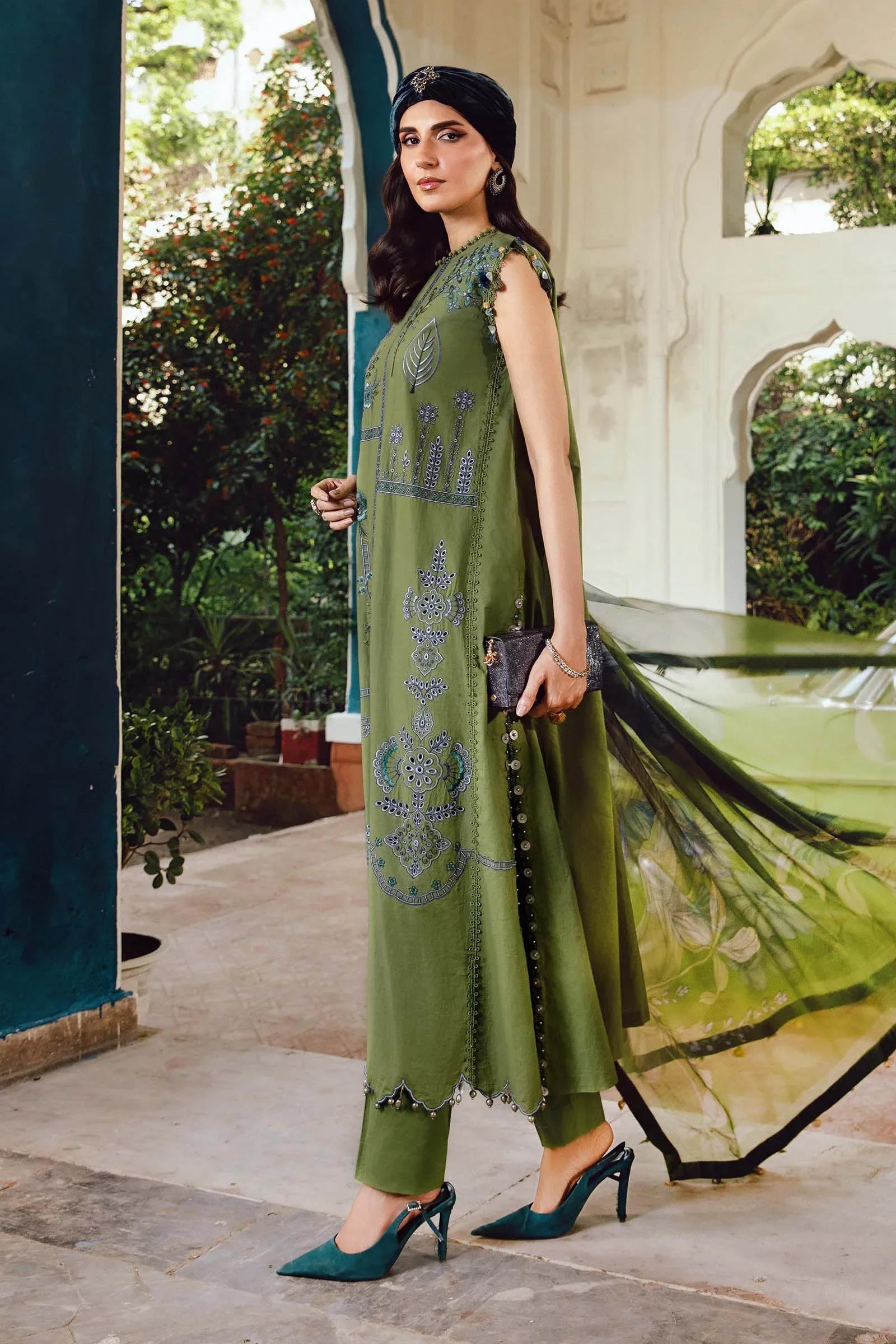 3 Piece Unstitched Embroidered Cambric Suit | MPT-2701-A - Rang-e-Khaas