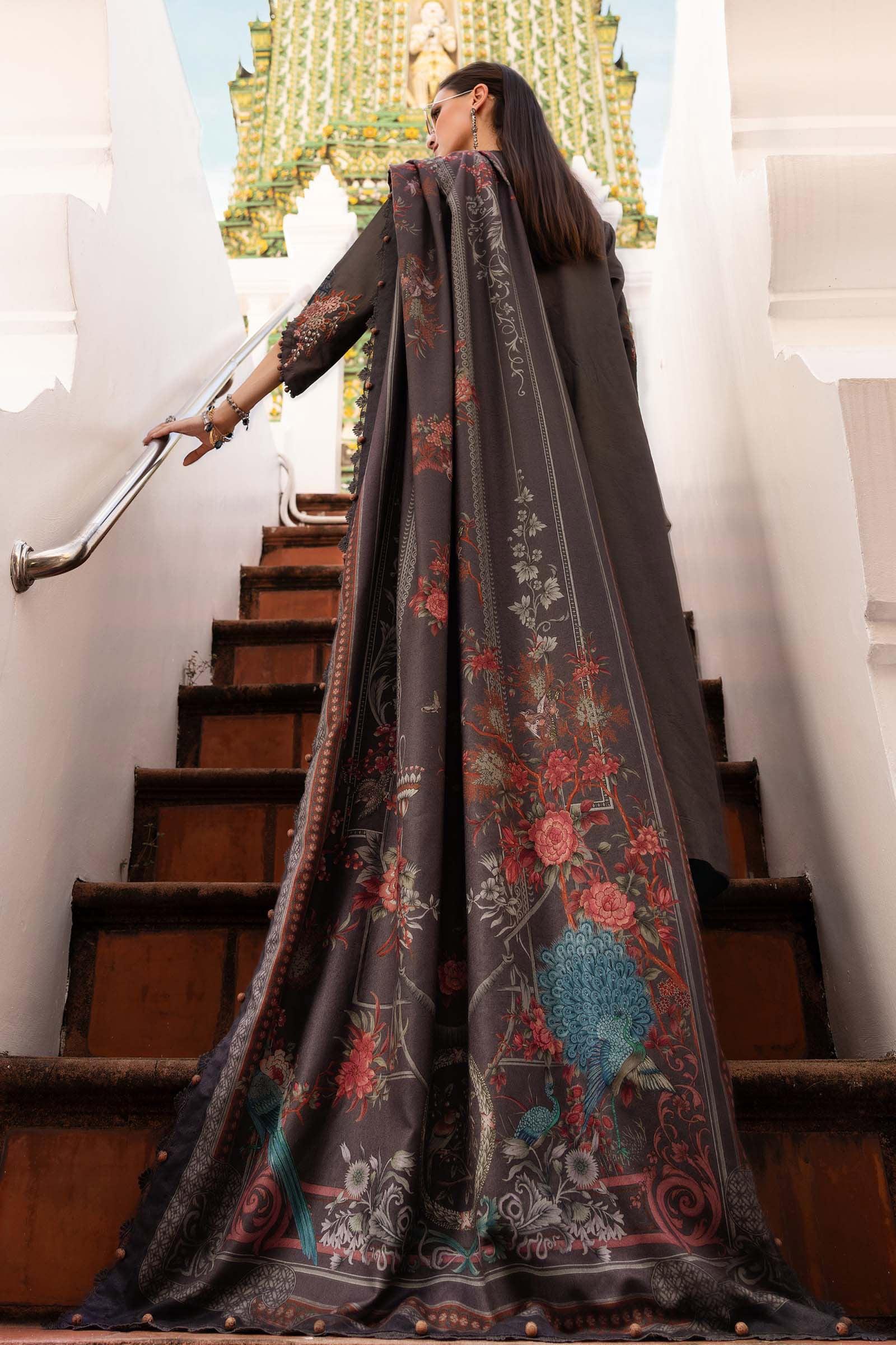 3 Piece Unstitched Embroidered Twill Linen Suit - Rang-e-Khaas