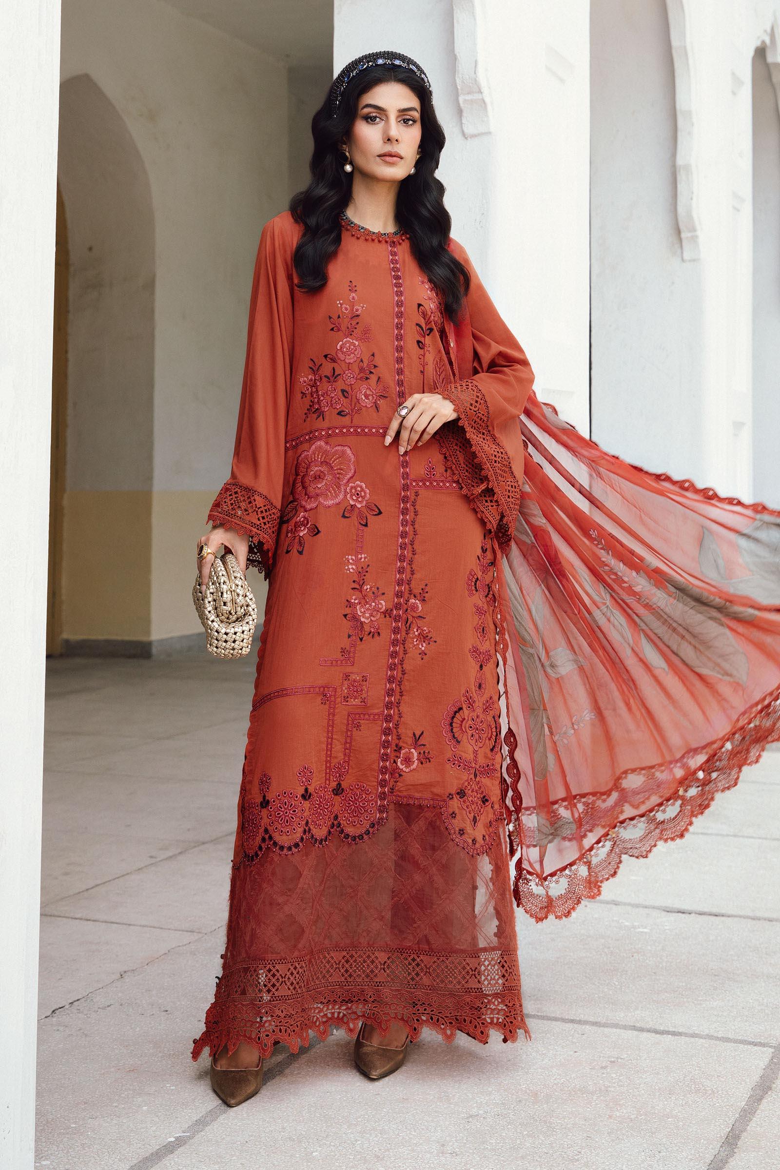 3 Piece Unstitched Embroidered Cambric Suit | MPT-2701-B - Rang-e-Khaas