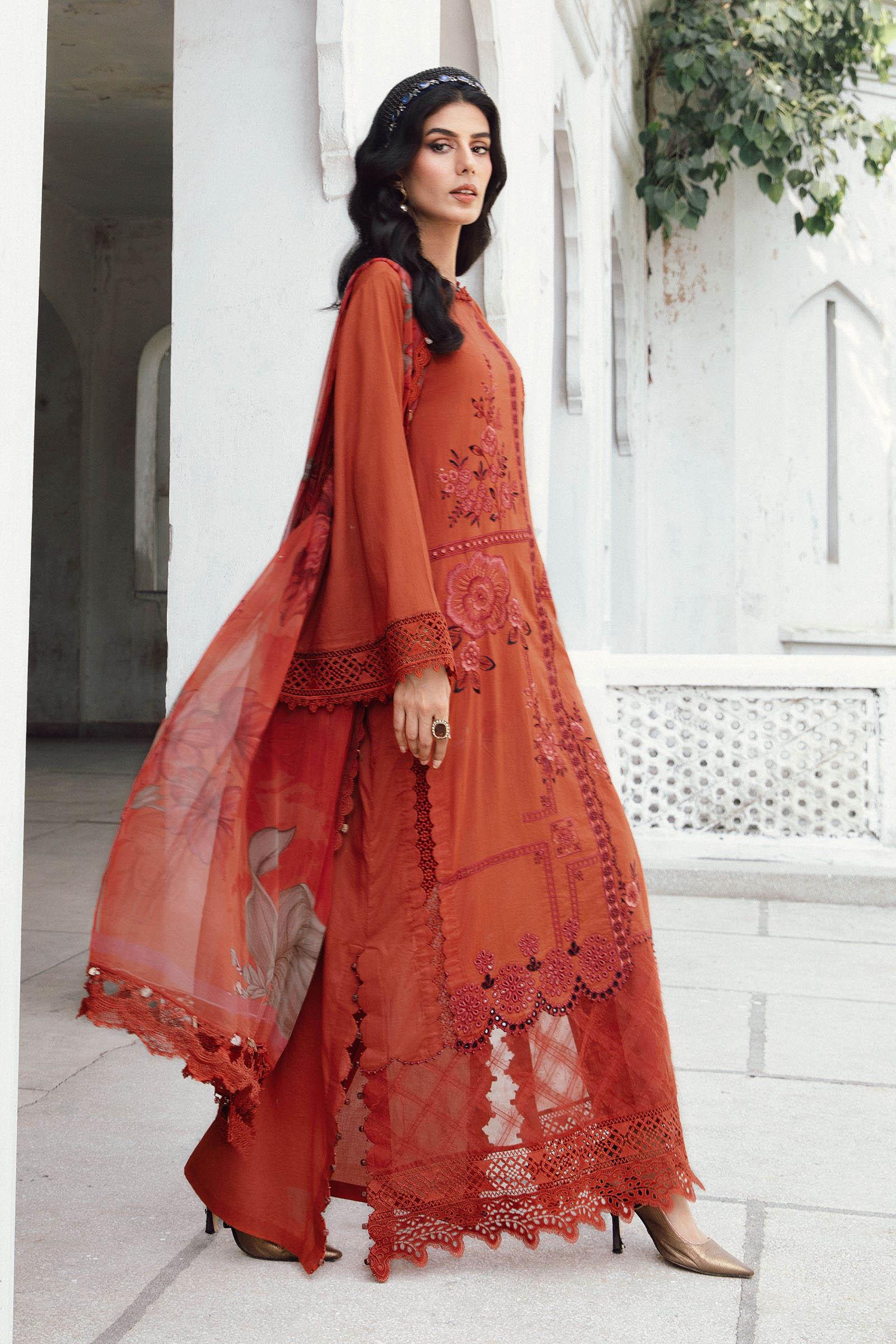 3 Piece Unstitched Embroidered Cambric Suit | MPT-2701-B - Rang-e-Khaas
