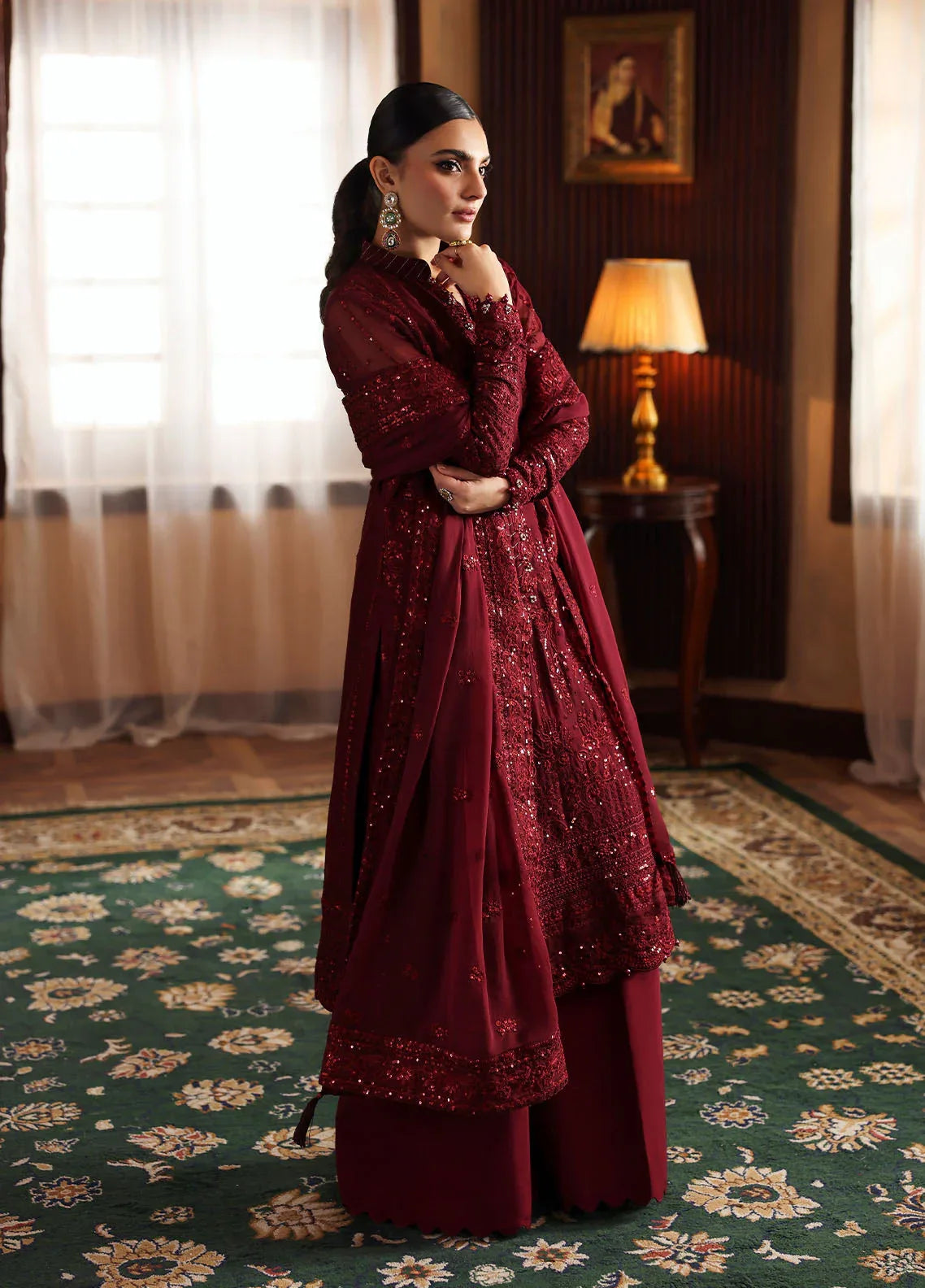 Gulaal | I Evayna Embroidered Chiffon | Vezeen - Rang-e-Khaas