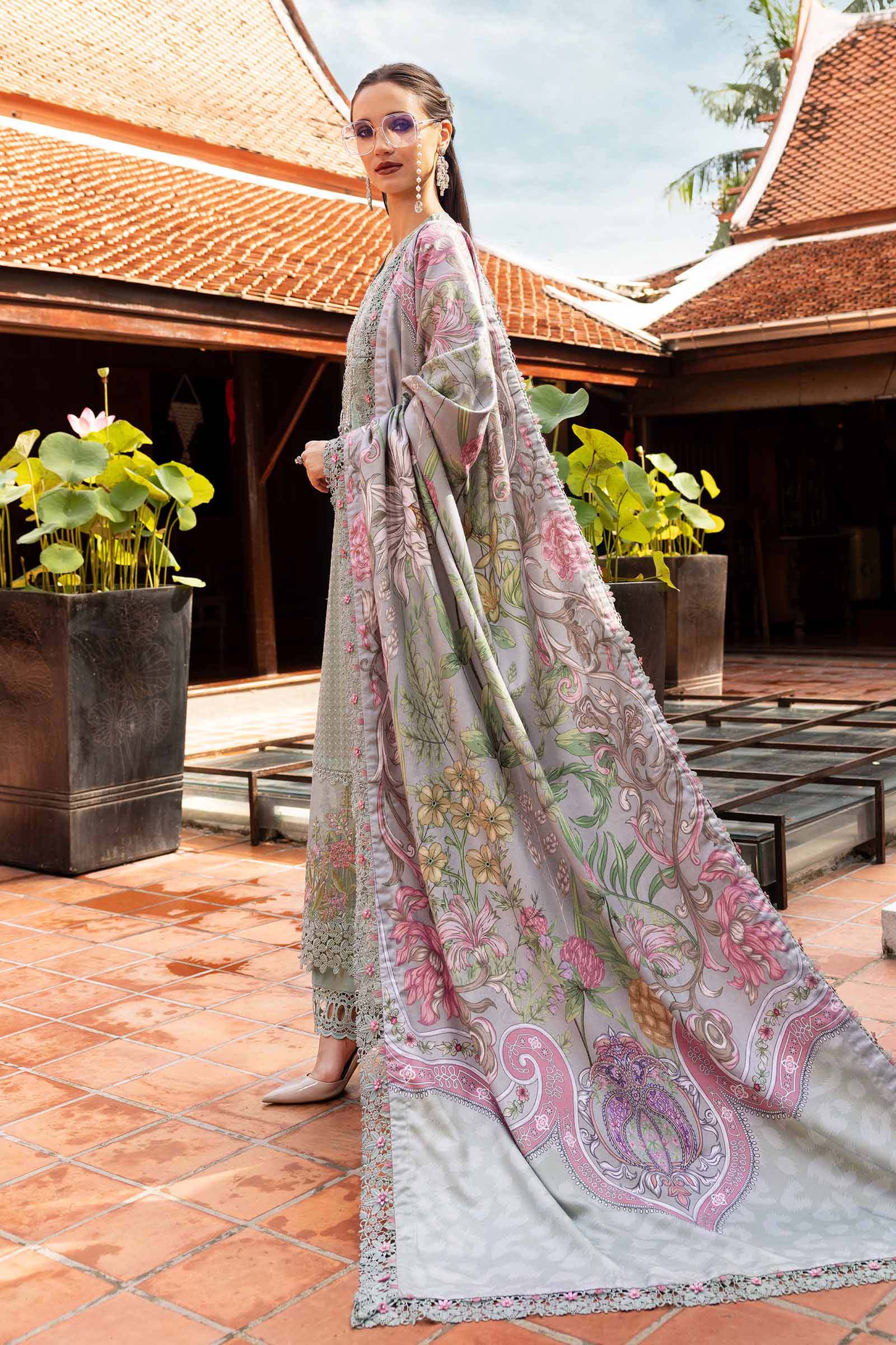 3 Piece Unstitched Embroidered Twill Linen Suit - Rang-e-Khaas