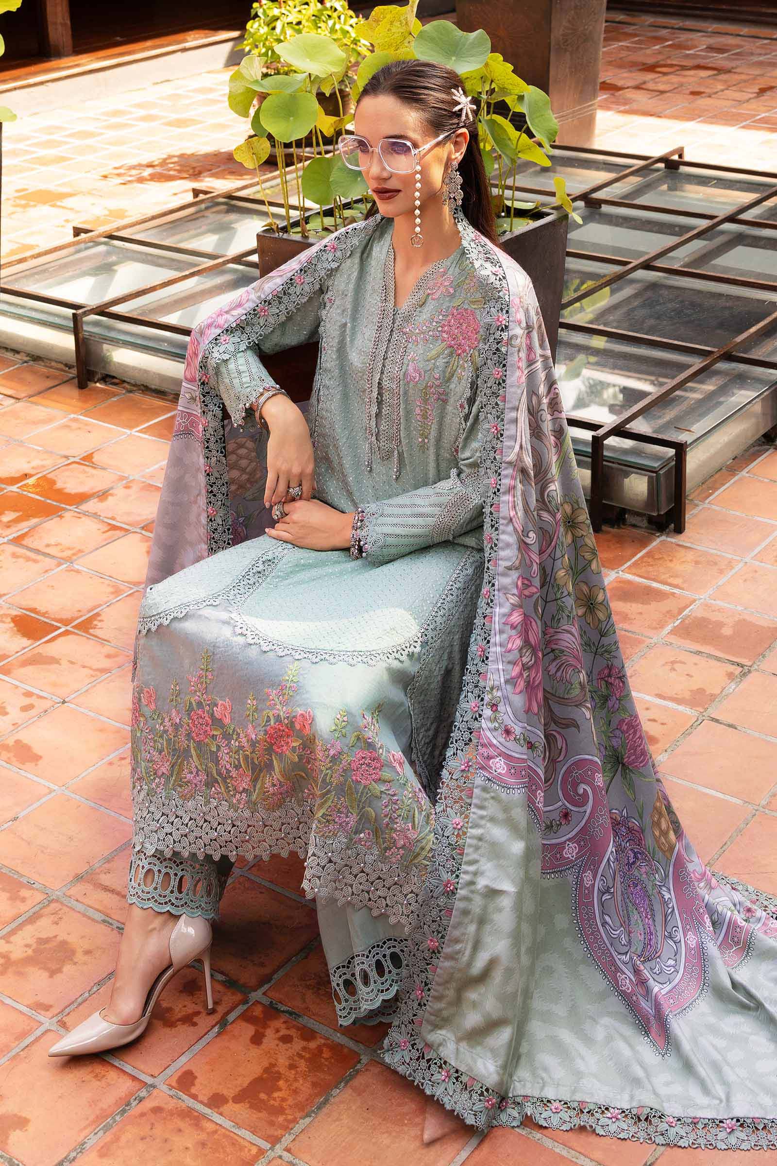 3 Piece Unstitched Embroidered Twill Linen Suit - Rang-e-Khaas