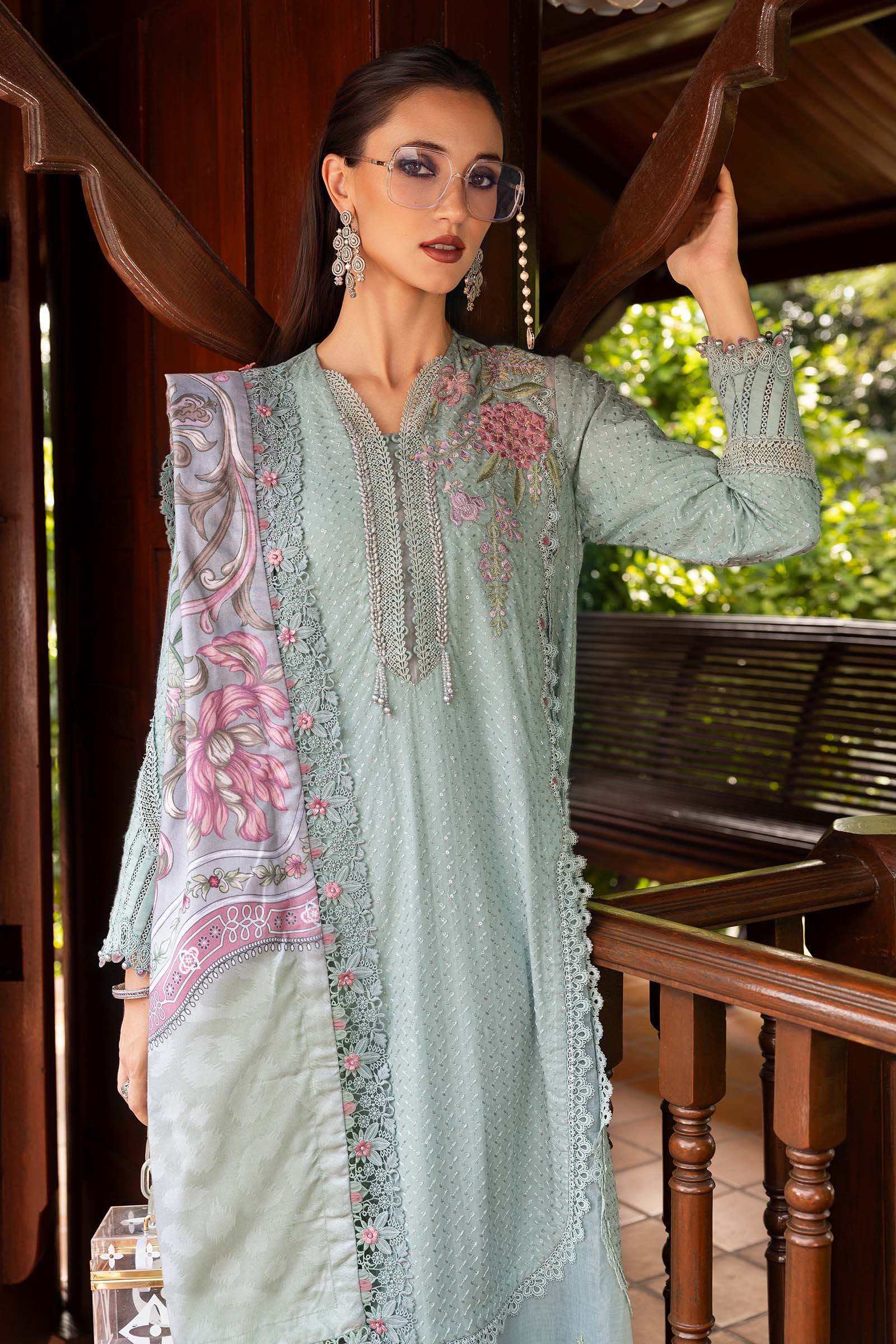 3 Piece Unstitched Embroidered Twill Linen Suit - Rang-e-Khaas
