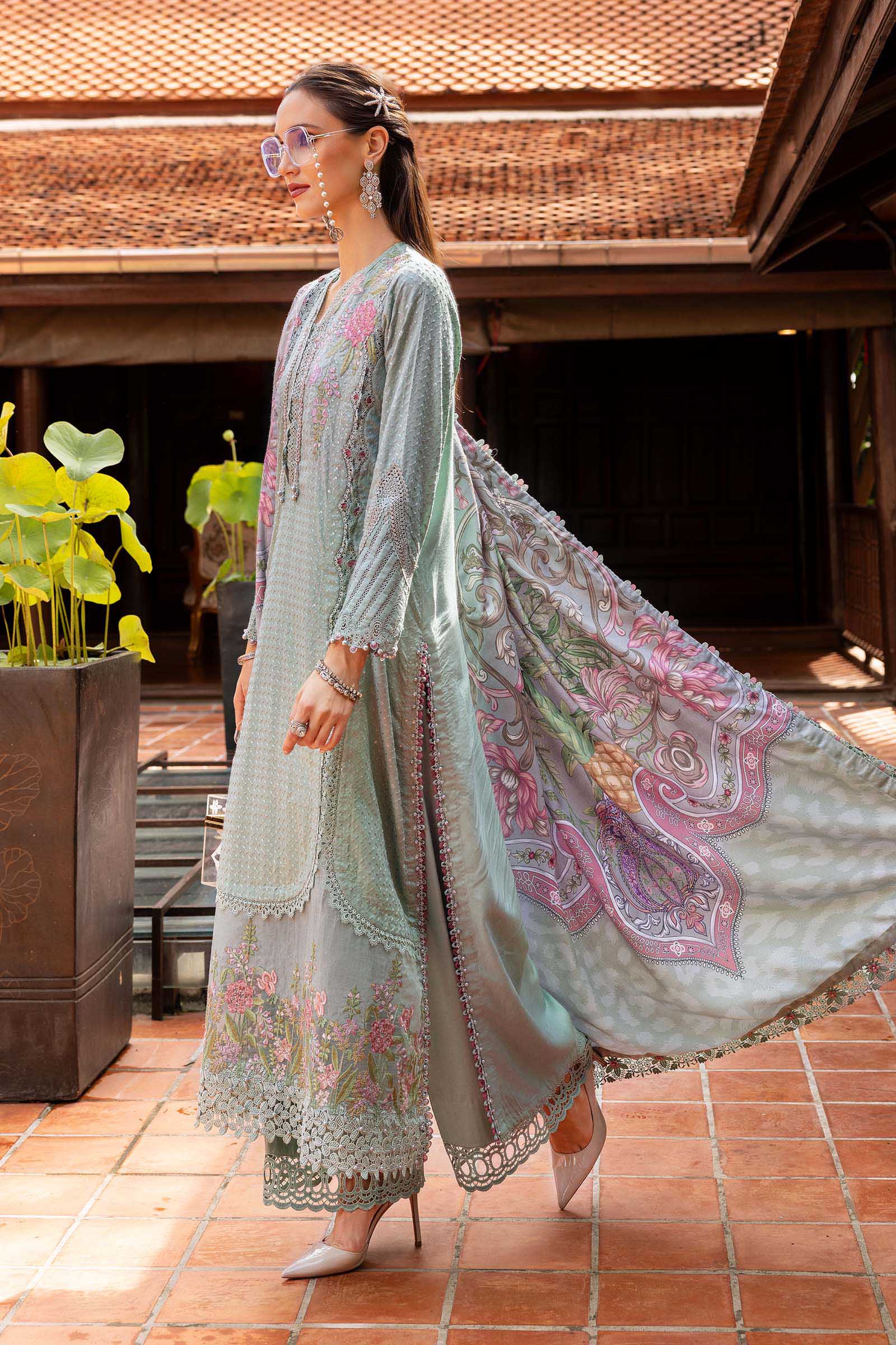3 Piece Unstitched Embroidered Twill Linen Suit - Rang-e-Khaas