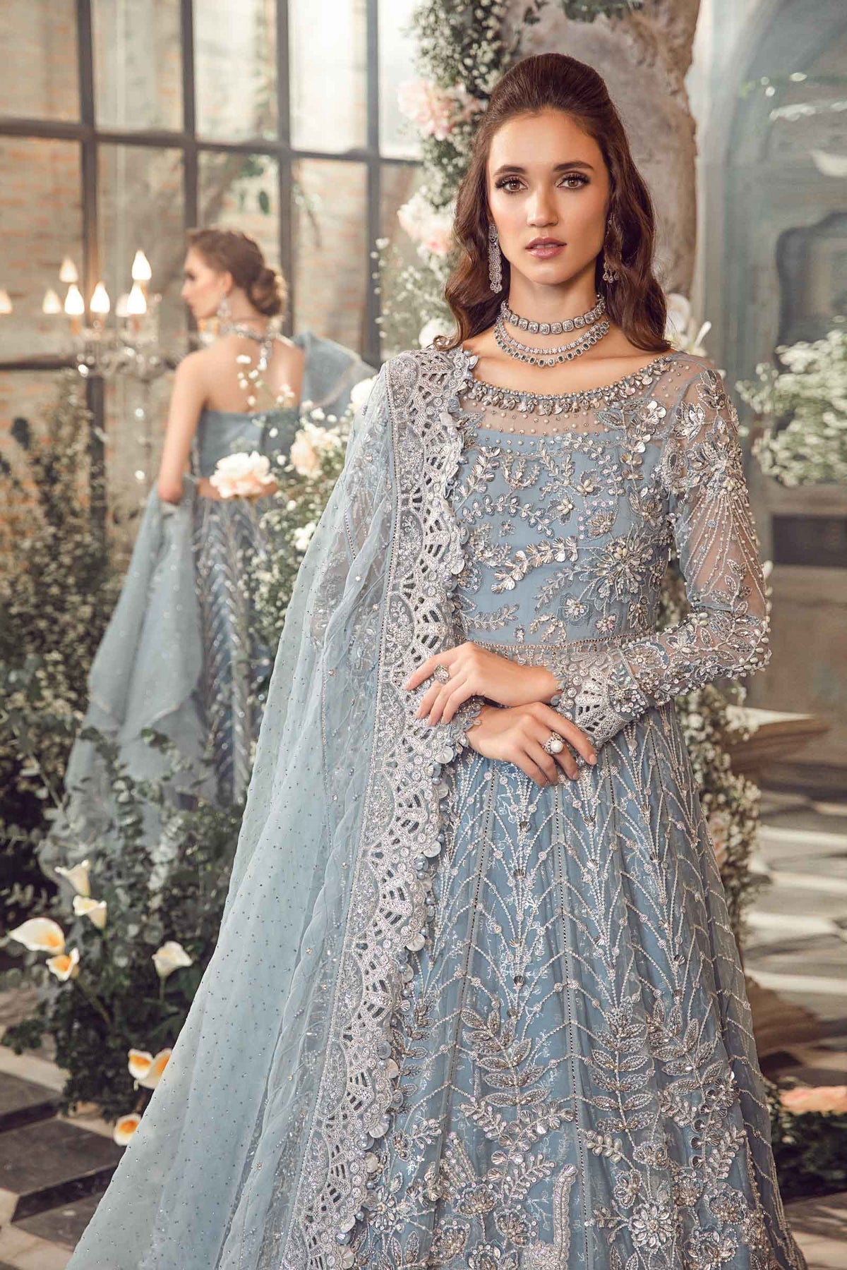 MARIA B-MBROIDERED | Ice Blue BD-2702