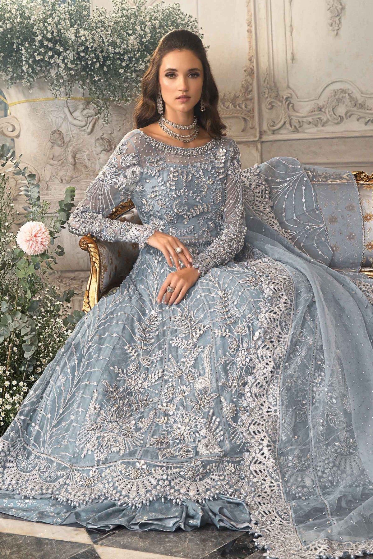 MARIA B-MBROIDERED | Ice Blue BD-2702
