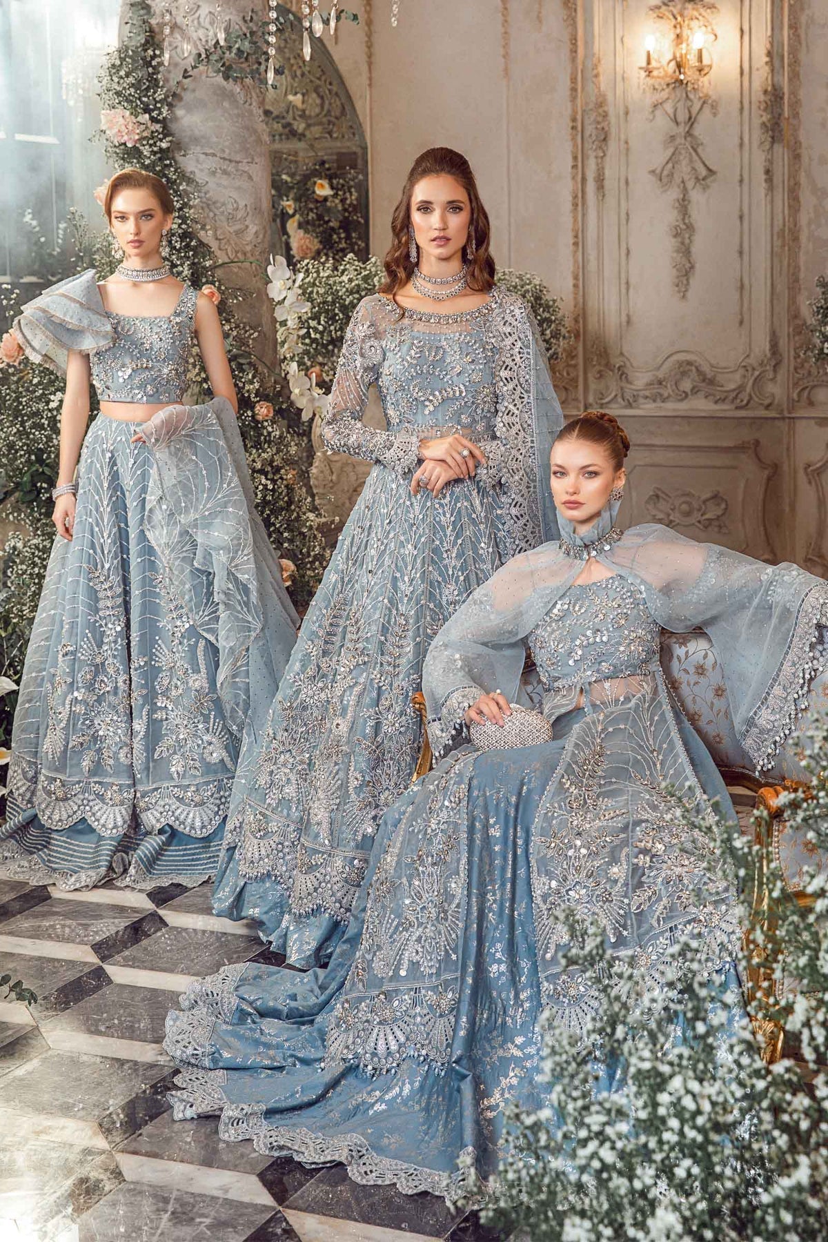 MARIA B-MBROIDERED | Ice Blue BD-2702