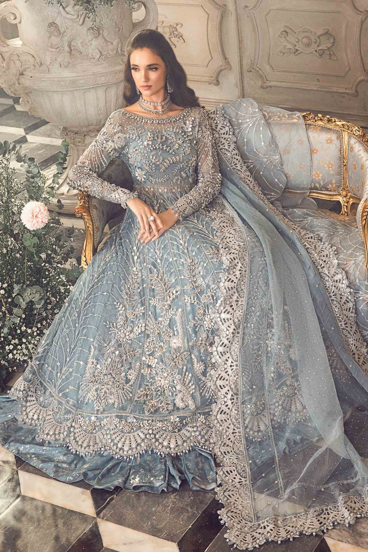MARIA B-MBROIDERED | Ice Blue BD-2702