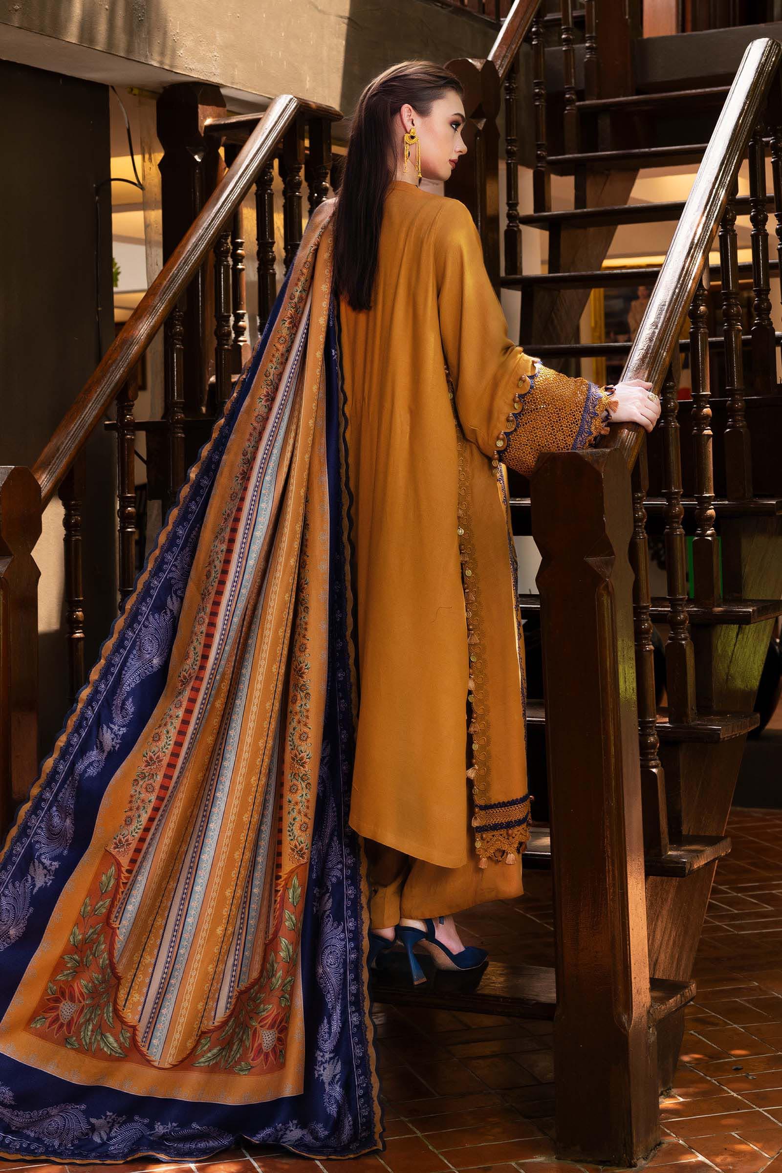 3 Piece Unstitched Embroidered Twill Linen Suit - Rang-e-Khaas