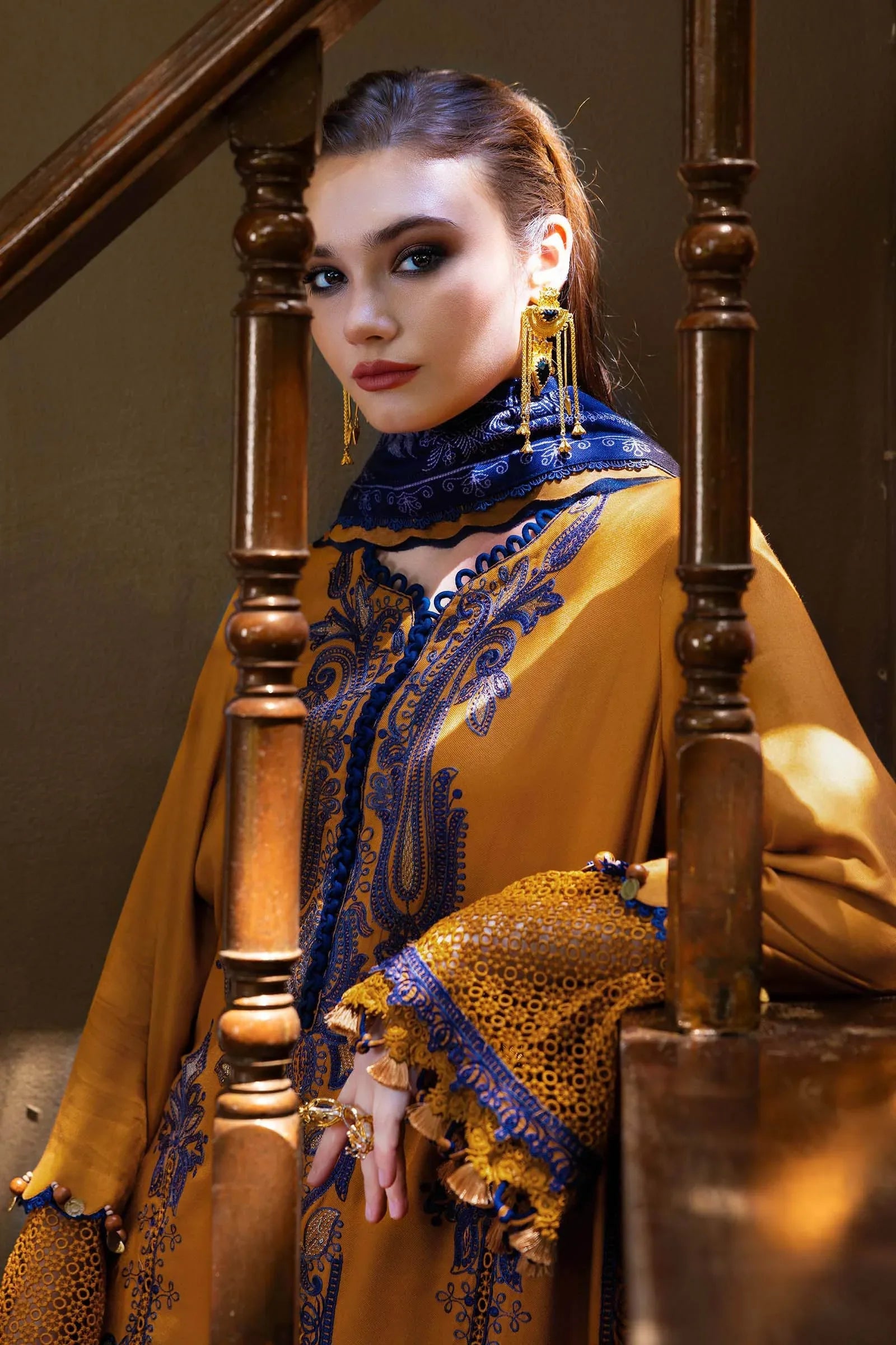 3 Piece Unstitched Embroidered Twill Linen Suit - Rang-e-Khaas