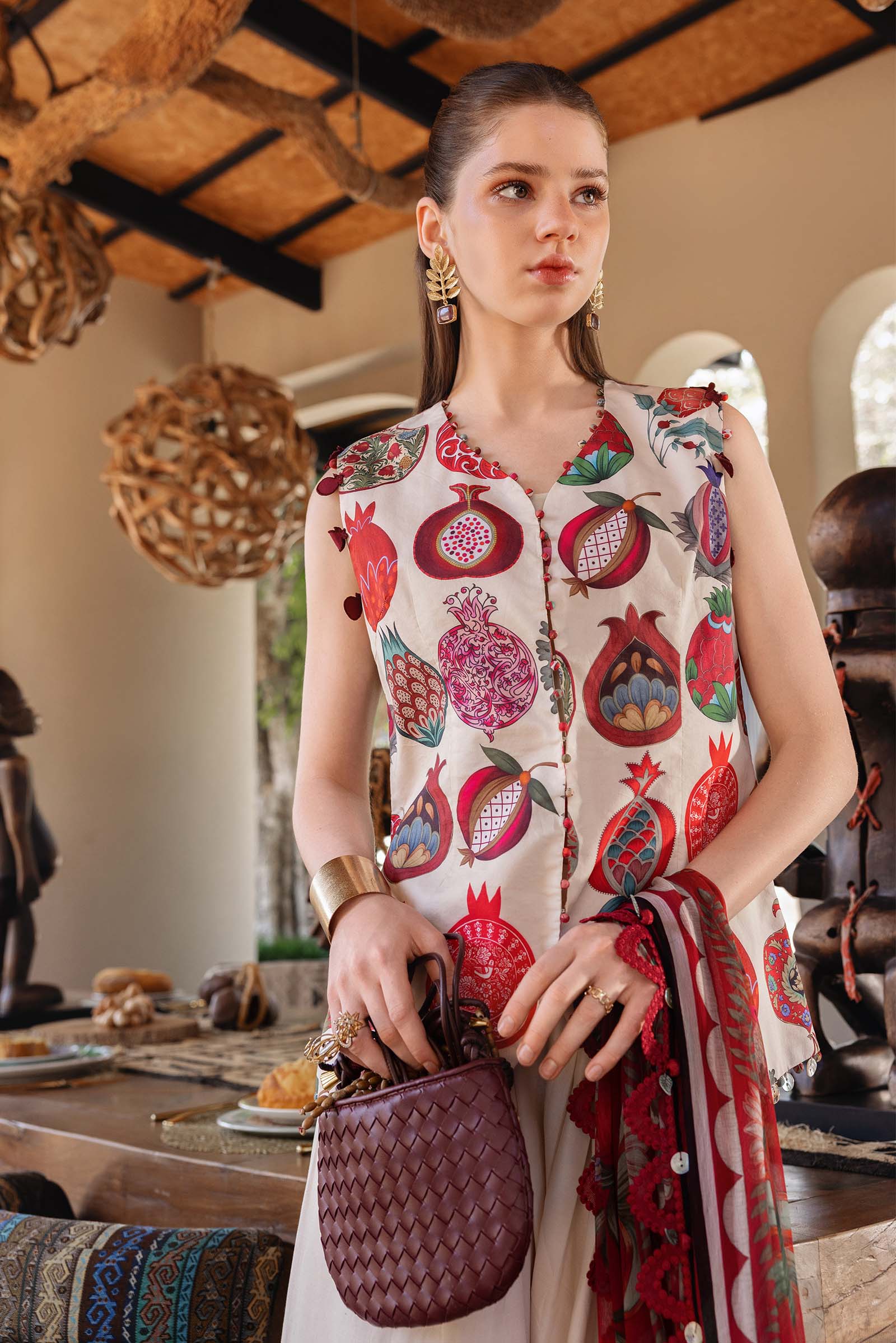 3 Piece Unstitched Embroidered Lawn Suit - Rang-e-Khaas