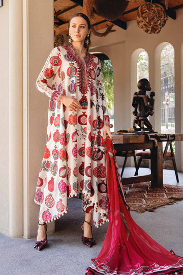 3 Piece Unstitched Embroidered Lawn Suit - Rang-e-Khaas