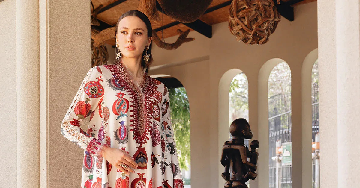 3 Piece Unstitched Embroidered Lawn Suit - Rang-e-Khaas