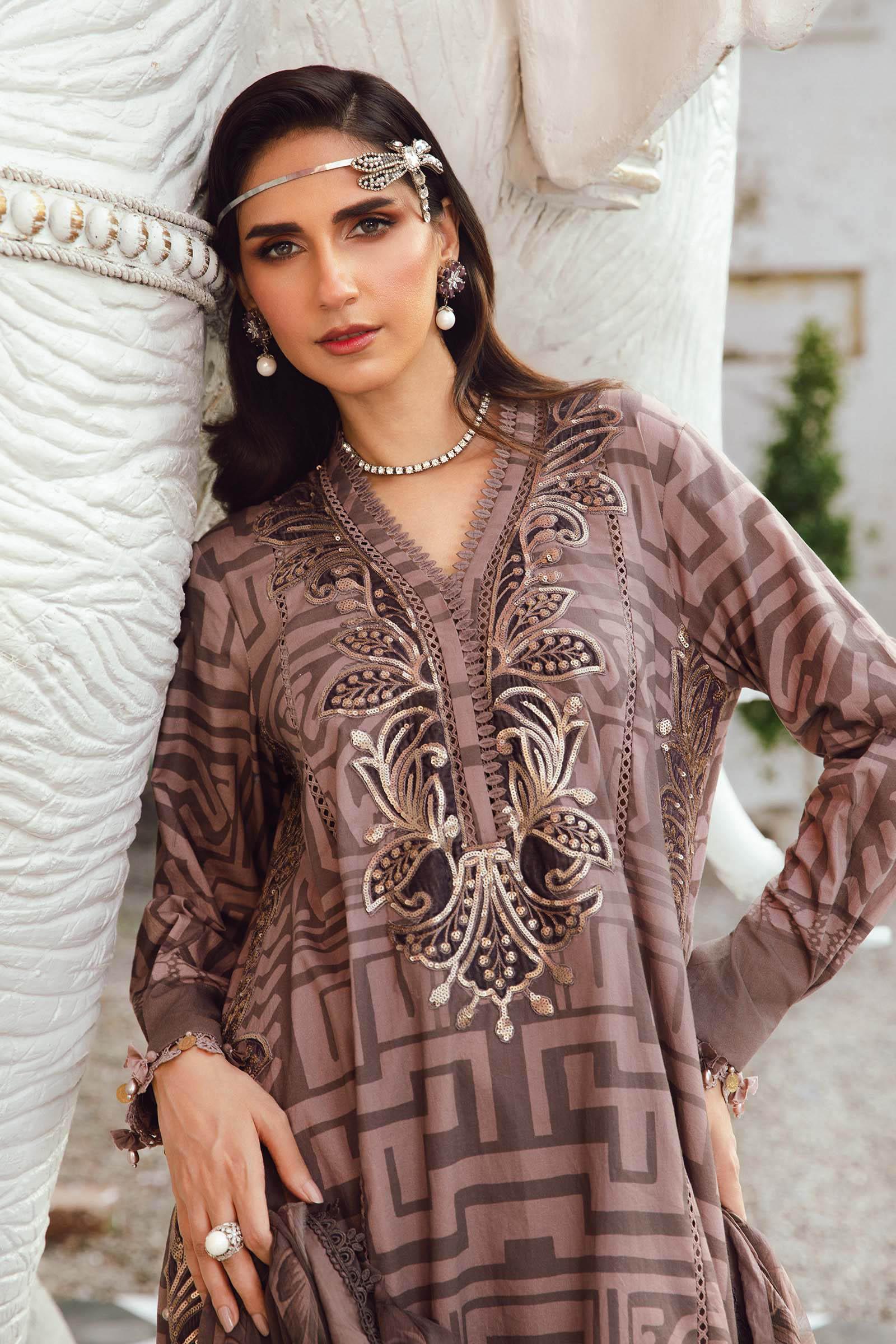 3 Piece Unstitched Embroidered Cambric Suit | MPT-2703-B - Rang-e-Khaas