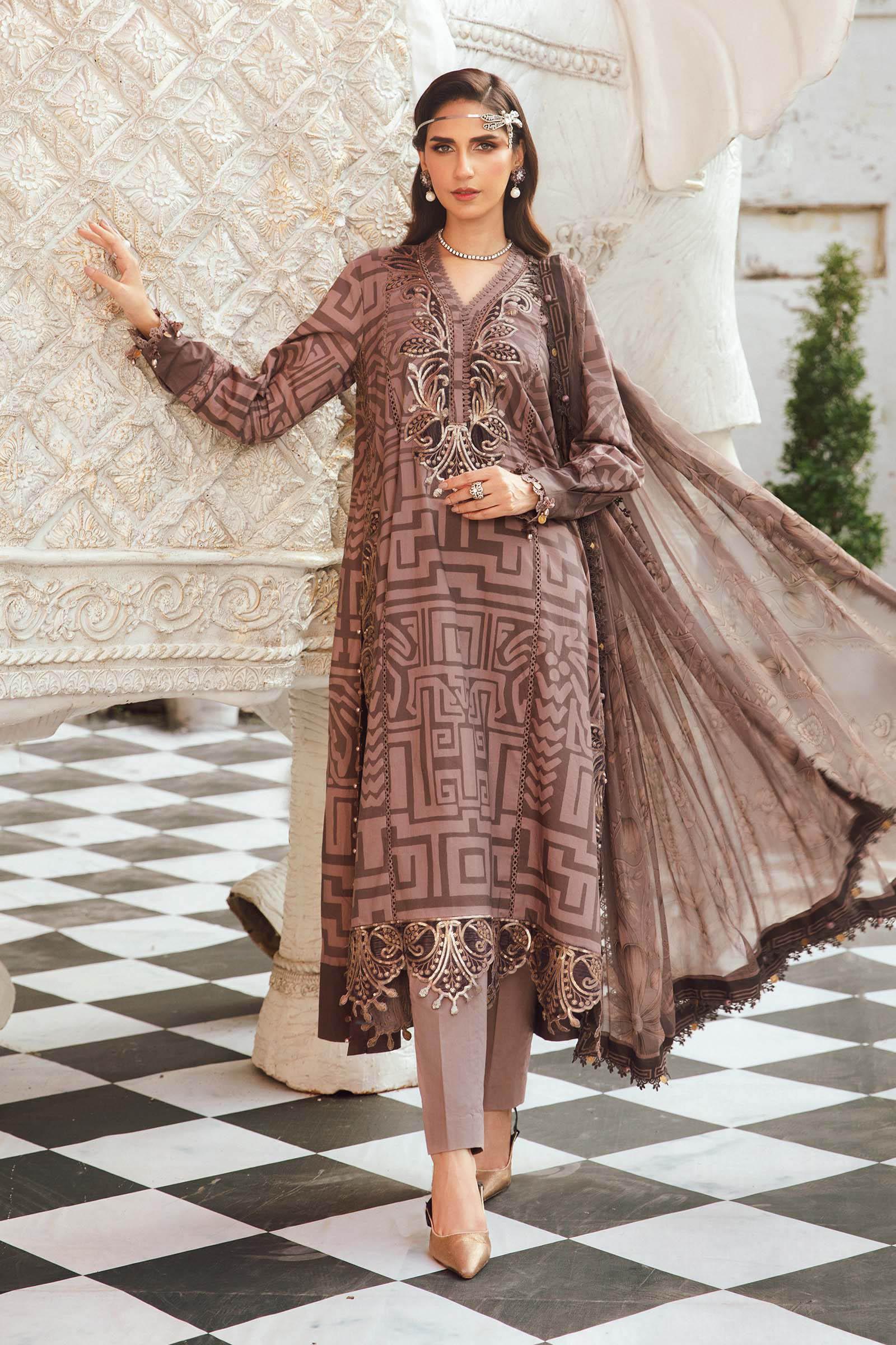 3 Piece Unstitched Embroidered Cambric Suit | MPT-2703-B - Rang-e-Khaas