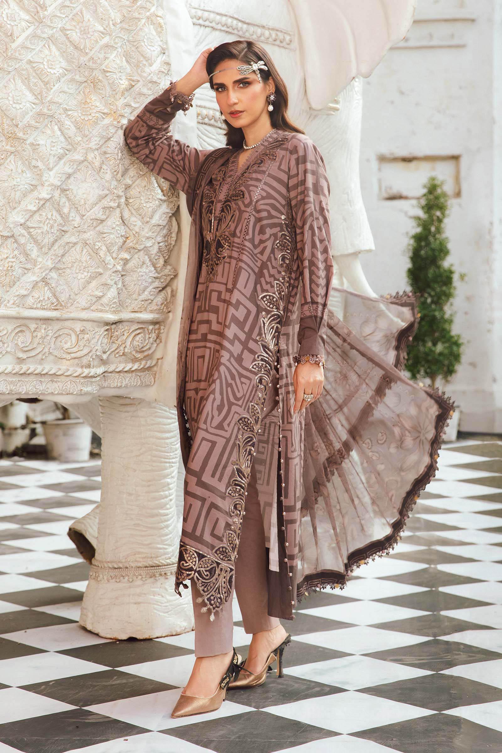 3 Piece Unstitched Embroidered Cambric Suit | MPT-2703-B - Rang-e-Khaas