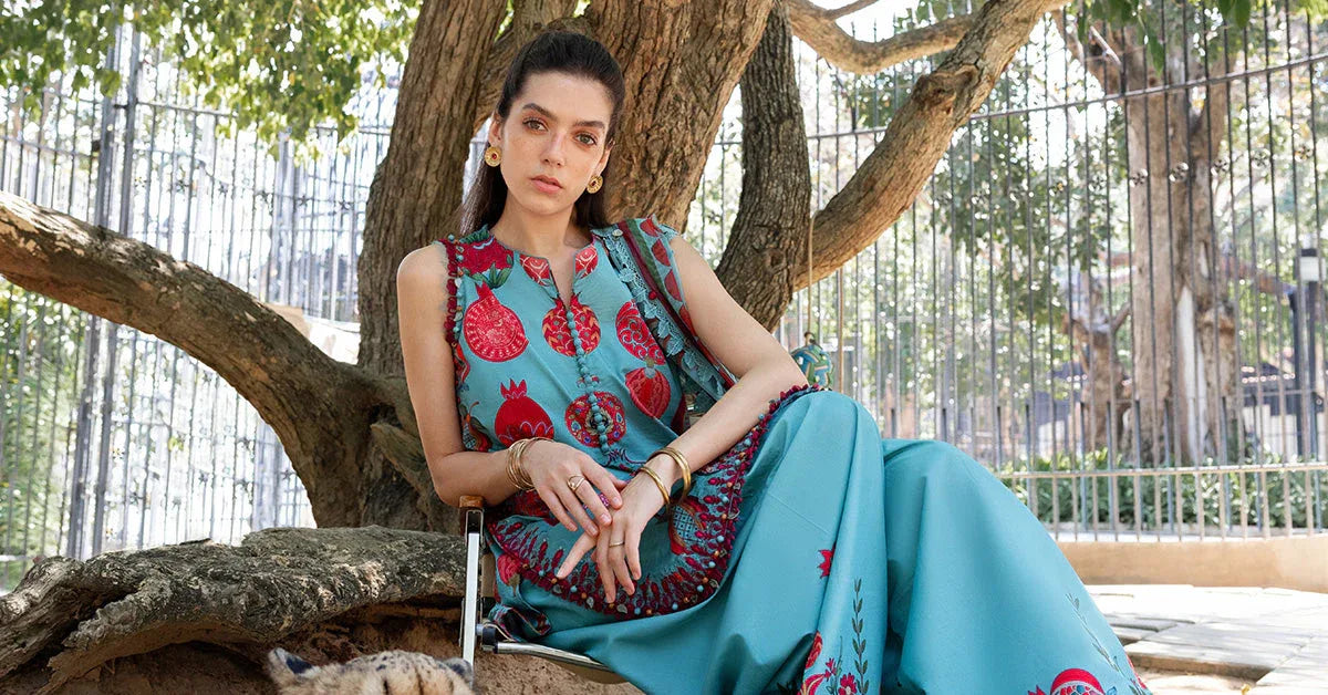3 Piece Unstitched Embroidered Lawn Suit - Rang-e-Khaas