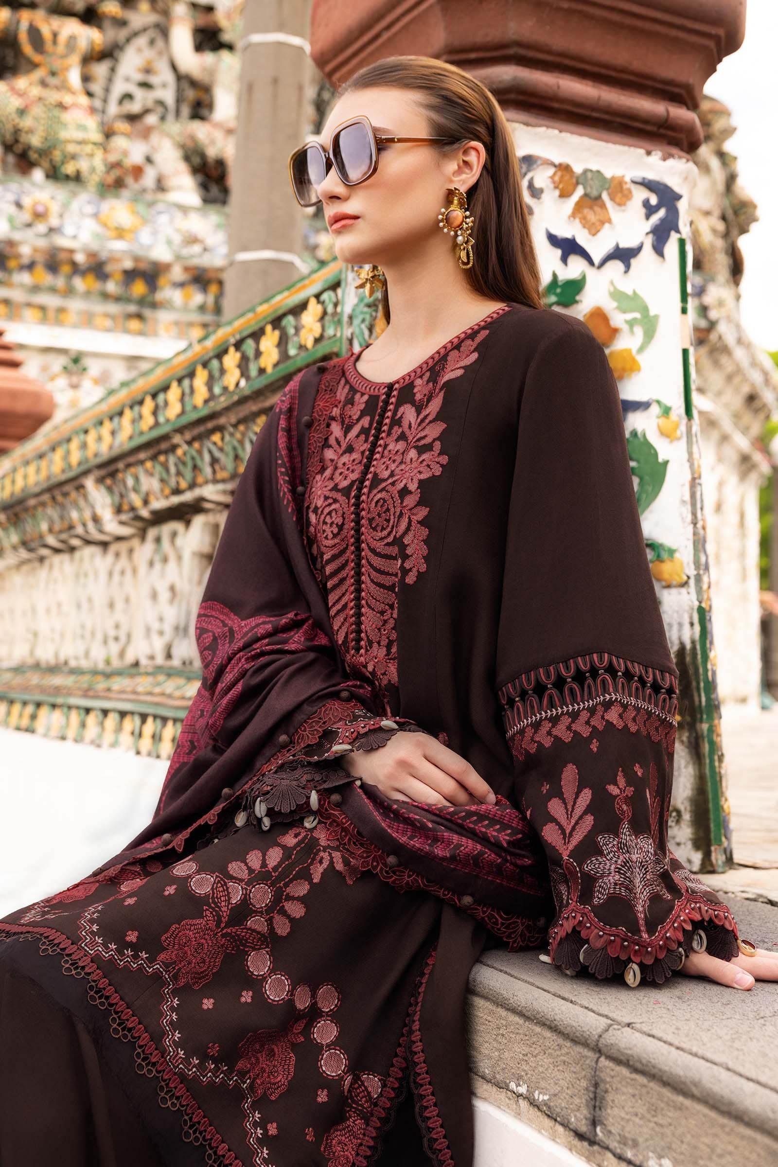 3 Piece Unstitched Embroidered Twill Linen Suit - Rang-e-Khaas
