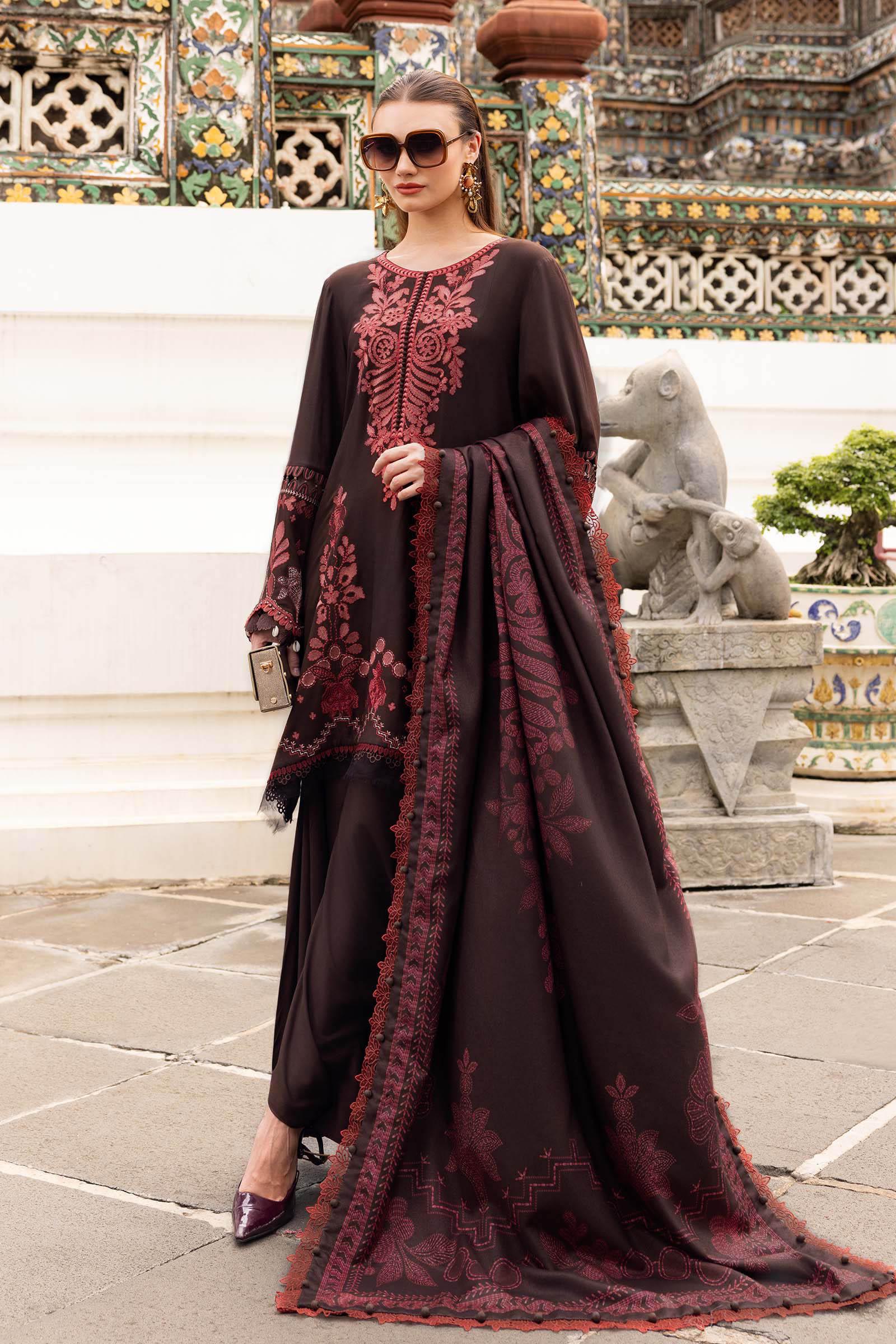 3 Piece Unstitched Embroidered Twill Linen Suit - Rang-e-Khaas