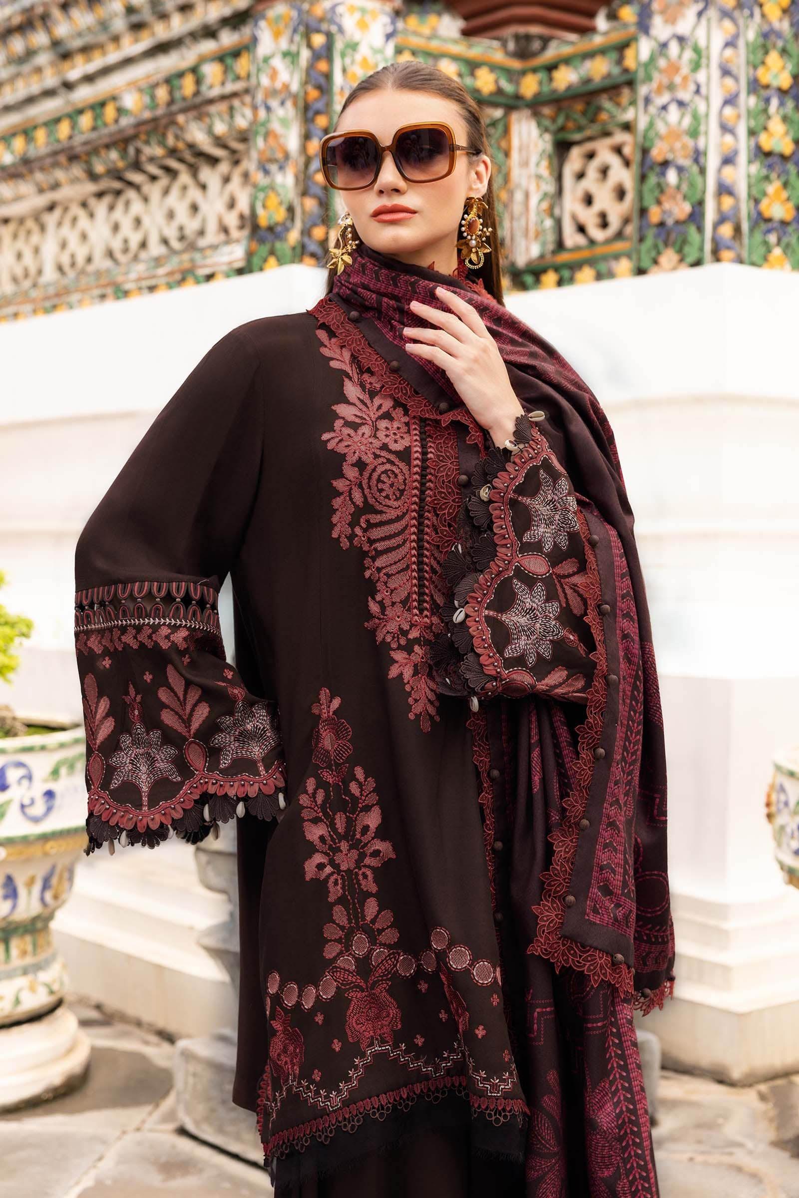 3 Piece Unstitched Embroidered Twill Linen Suit - Rang-e-Khaas