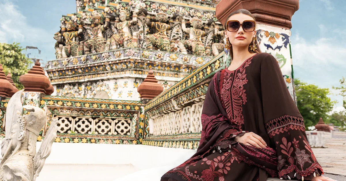 3 Piece Unstitched Embroidered Twill Linen Suit - Rang-e-Khaas
