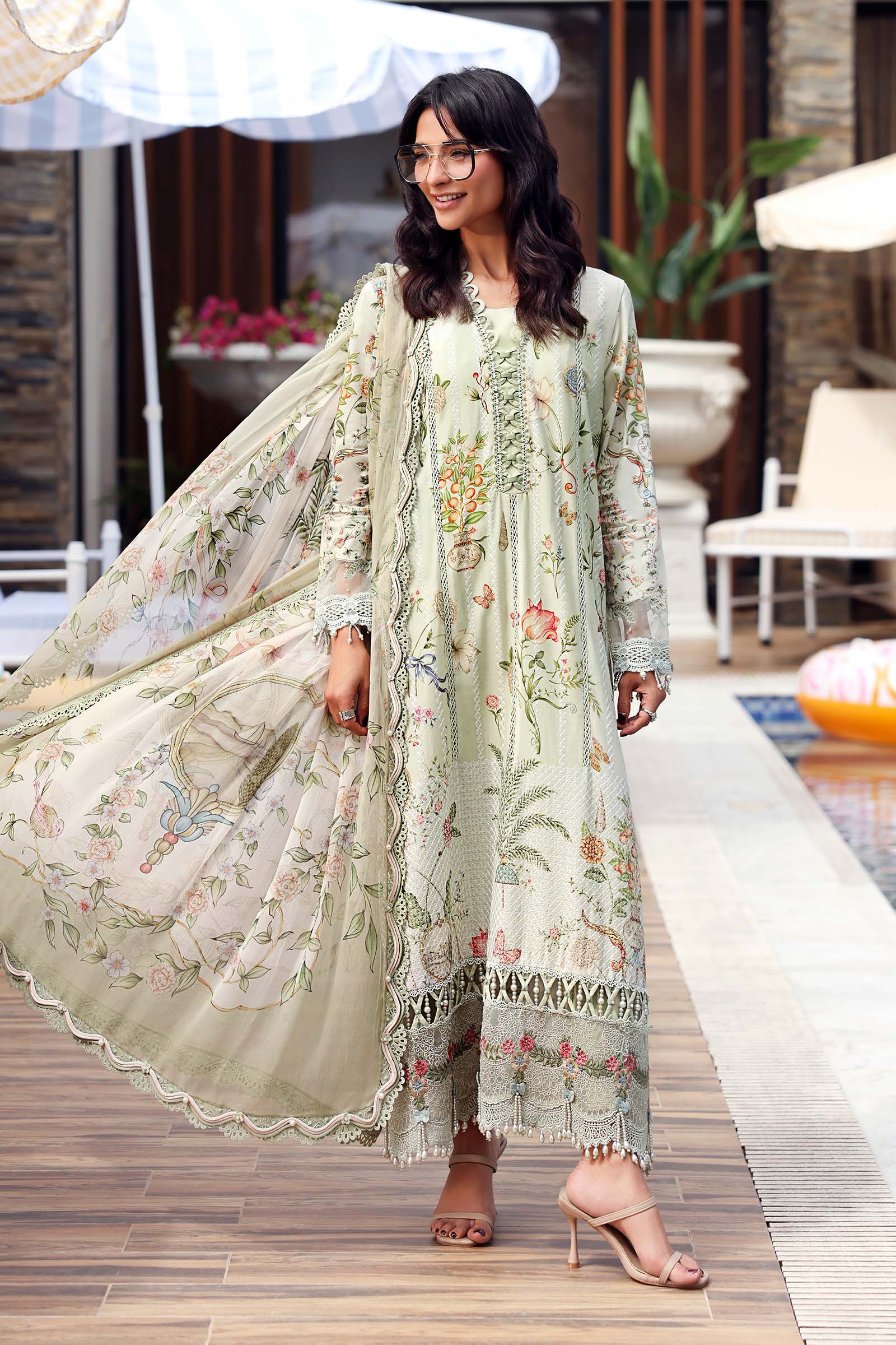 Maria B 3 Piece Stitched Embroidered Lawn Suit