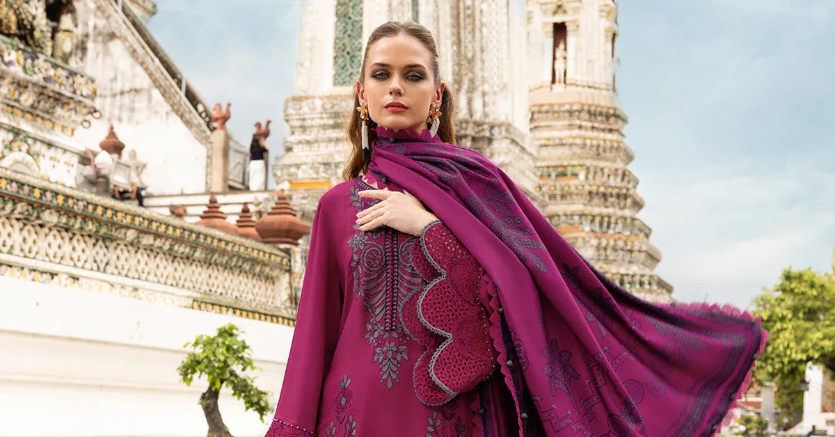 3 Piece Unstitched Embroidered Twill Linen Suit - Rang-e-Khaas