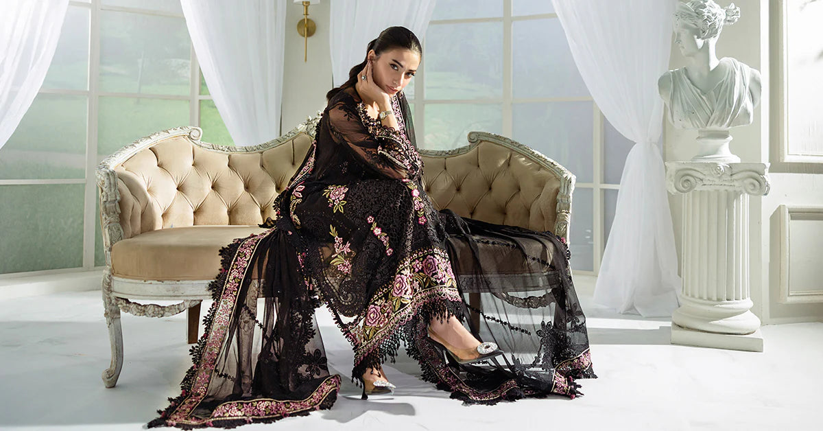 Maria B 3 Piece Embroidered Chiffon Suit | MPC-25-104