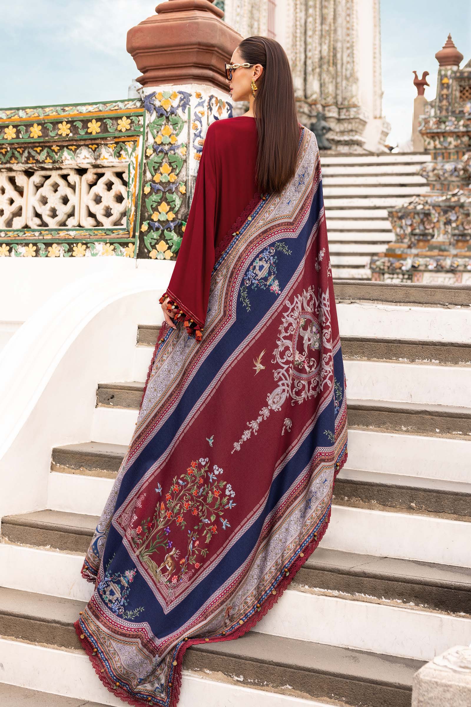 3 Piece Unstitched Embroidered Twill Linen Suit - Rang-e-Khaas
